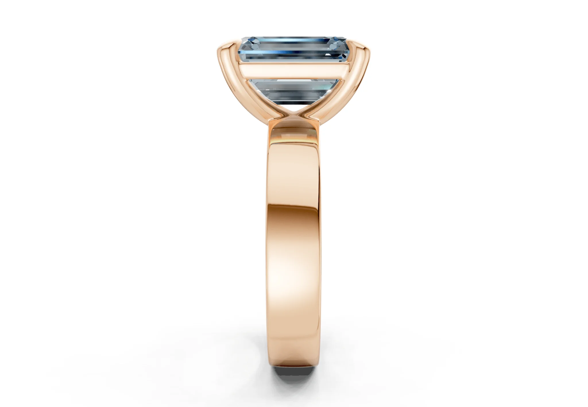 Cascade Blue Diamond Solitaire Emerald Cut 4mm Engagement Ring - Image 6