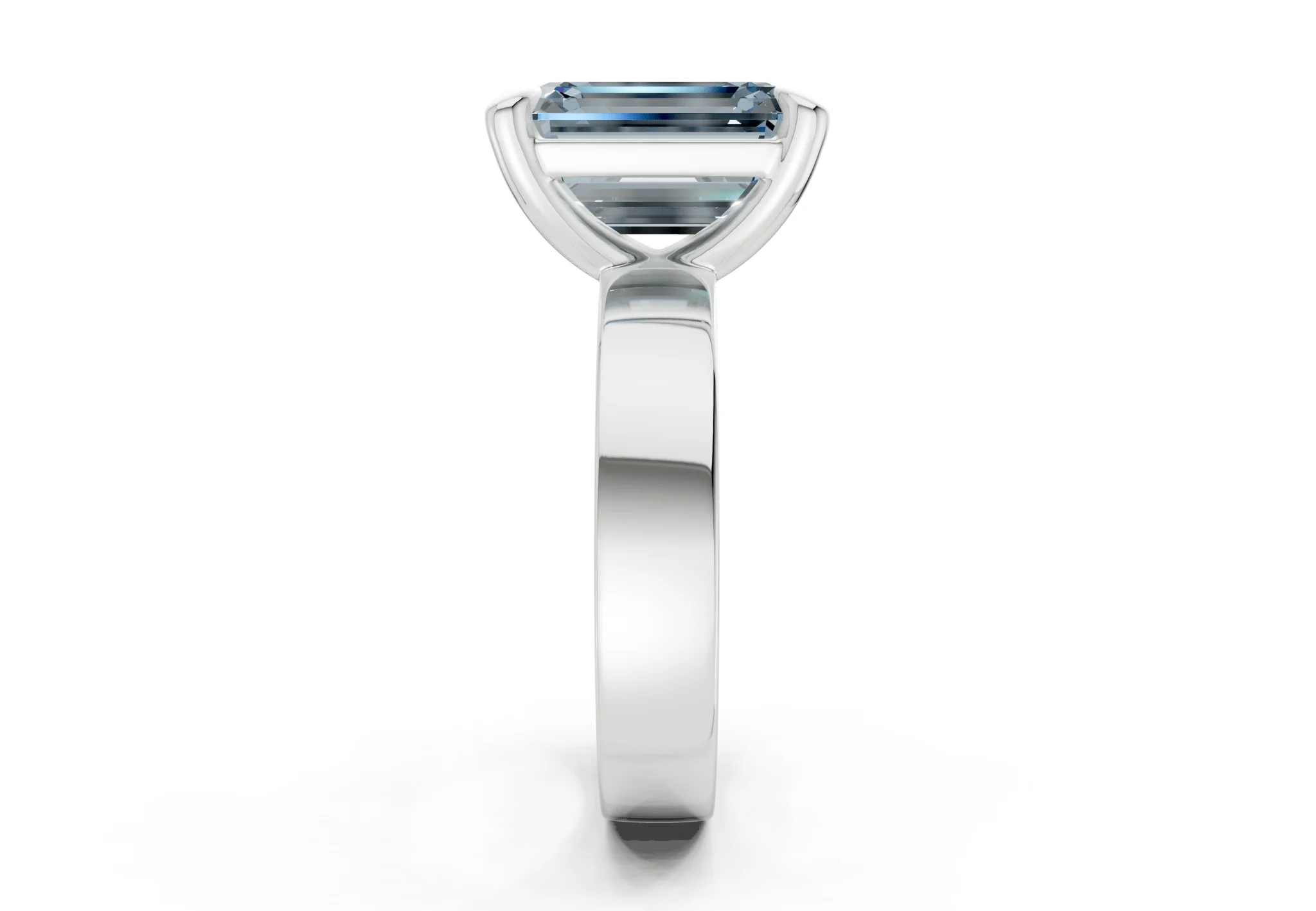 Cascade Blue Diamond Solitaire Emerald Cut 4mm Engagement Ring - Image 9