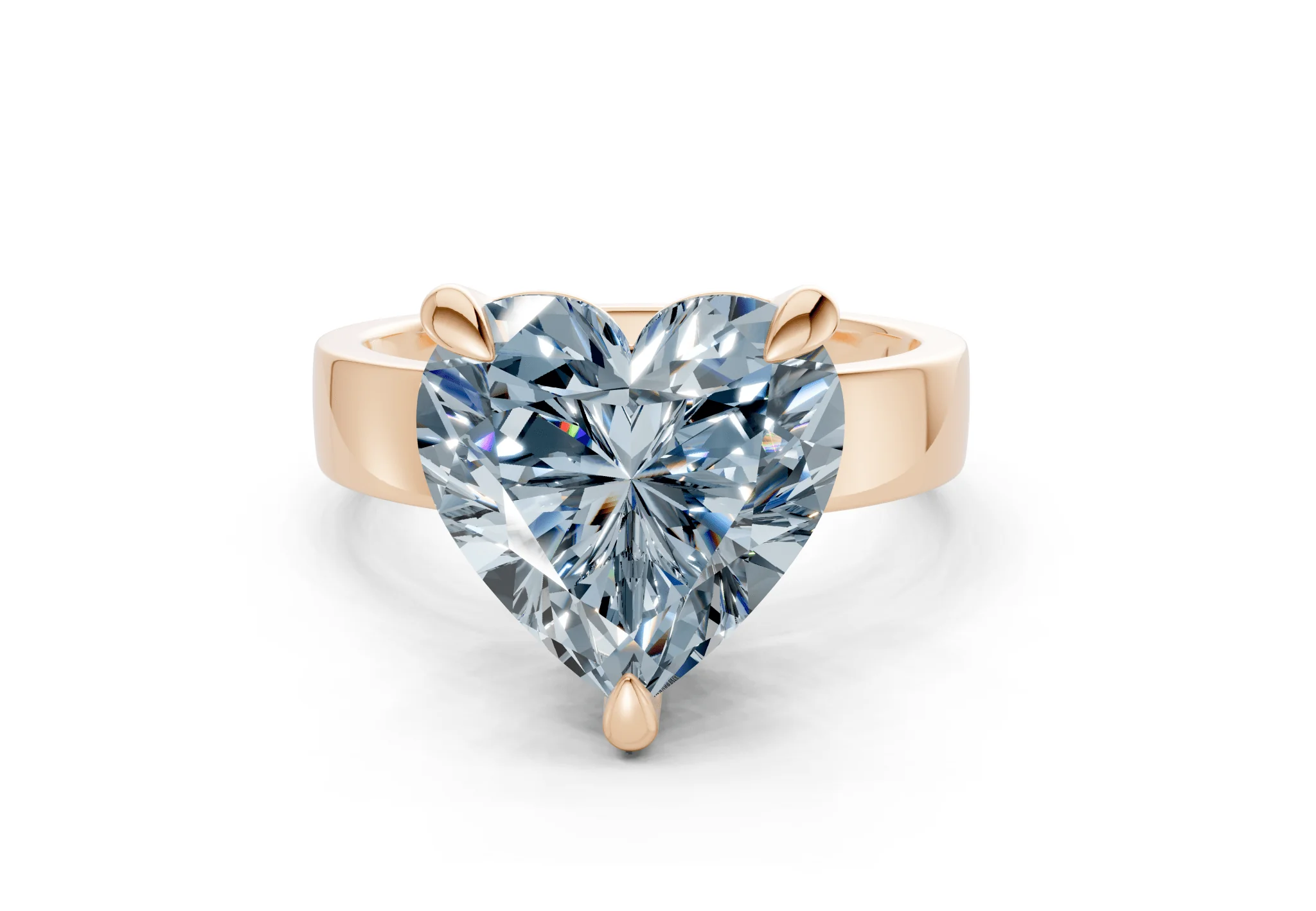 Cascade Blue Diamond Solitaire Heart Cut 4mm Engagement Ring - Image 4
