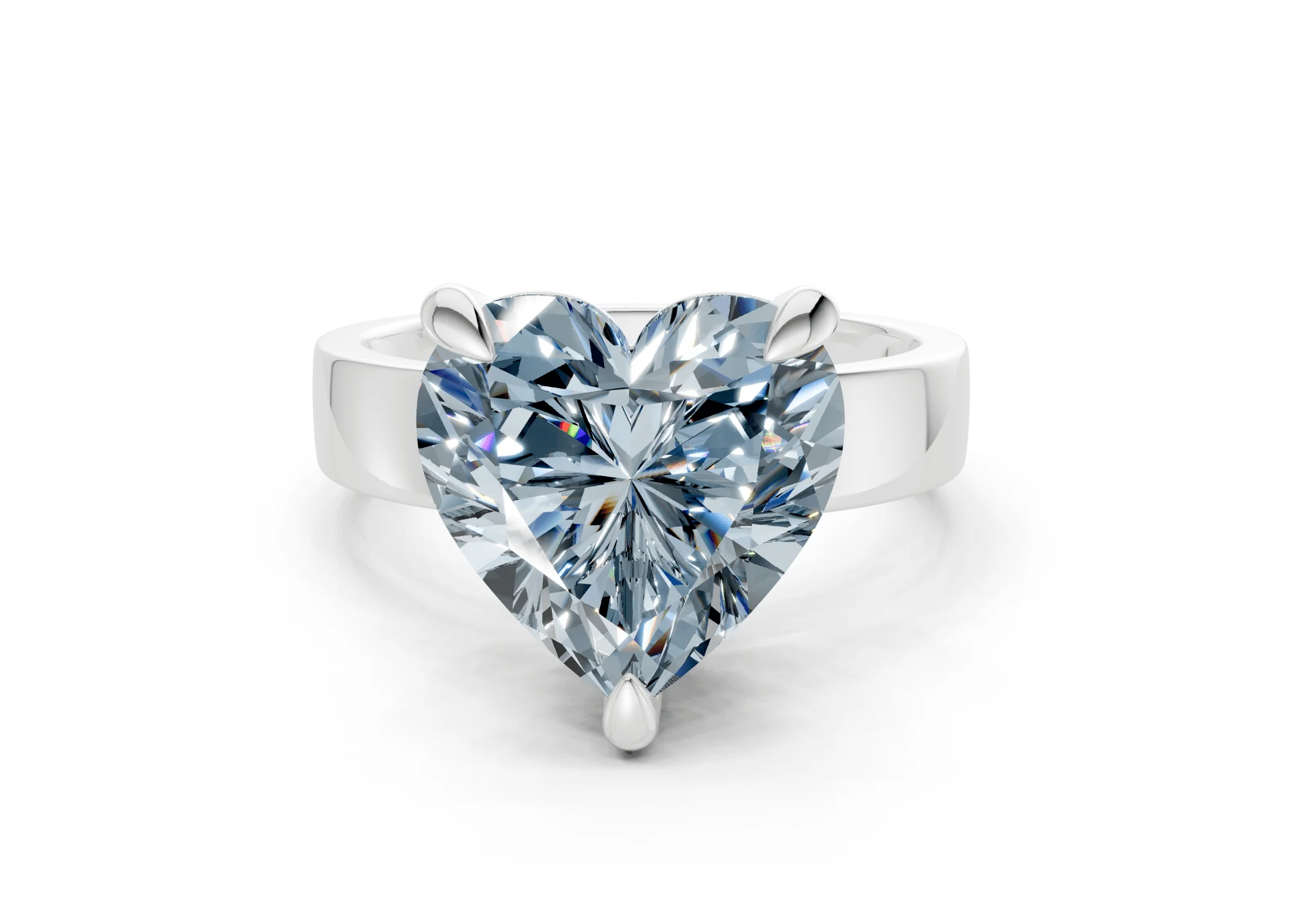 Cascade Blue Diamond Solitaire Heart Cut 4mm Engagement Ring - Image 7
