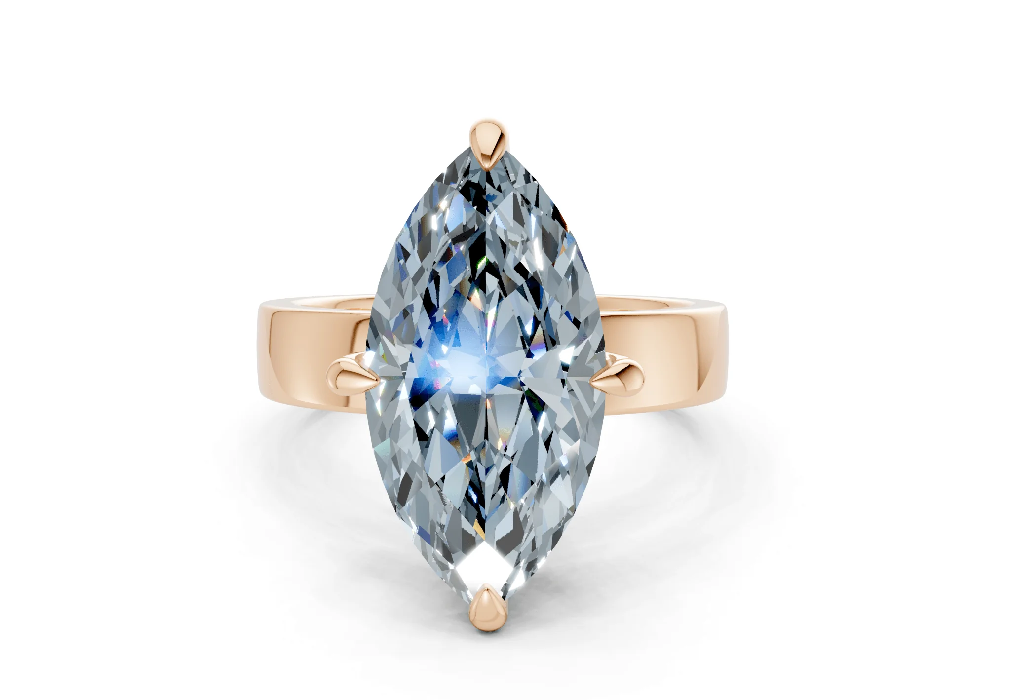 Cascade Blue Diamond Solitaire Marquise Cut 4mm Engagement Ring - Image 4