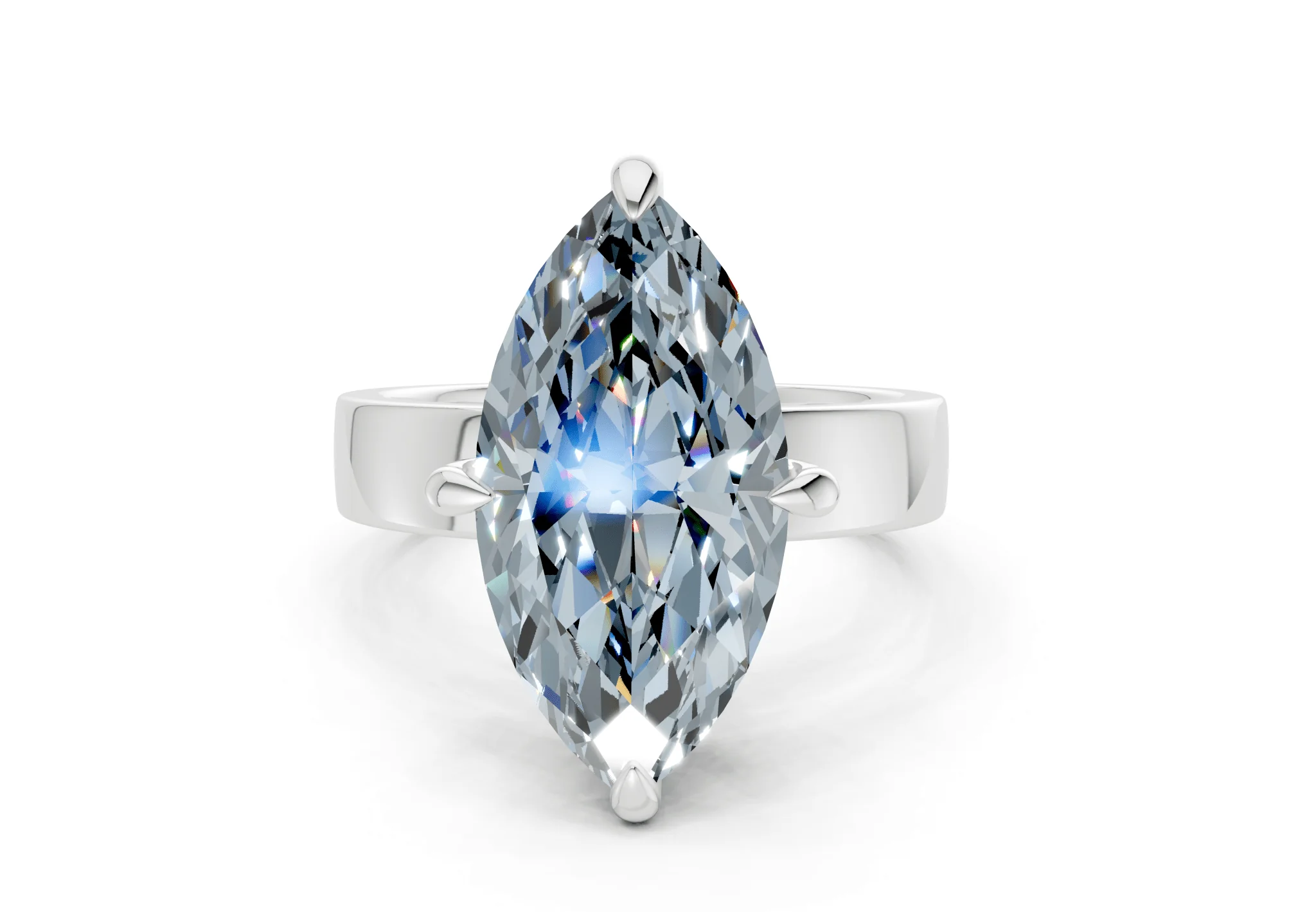 Cascade Blue Diamond Solitaire Marquise Cut 4mm Engagement Ring - Image 7