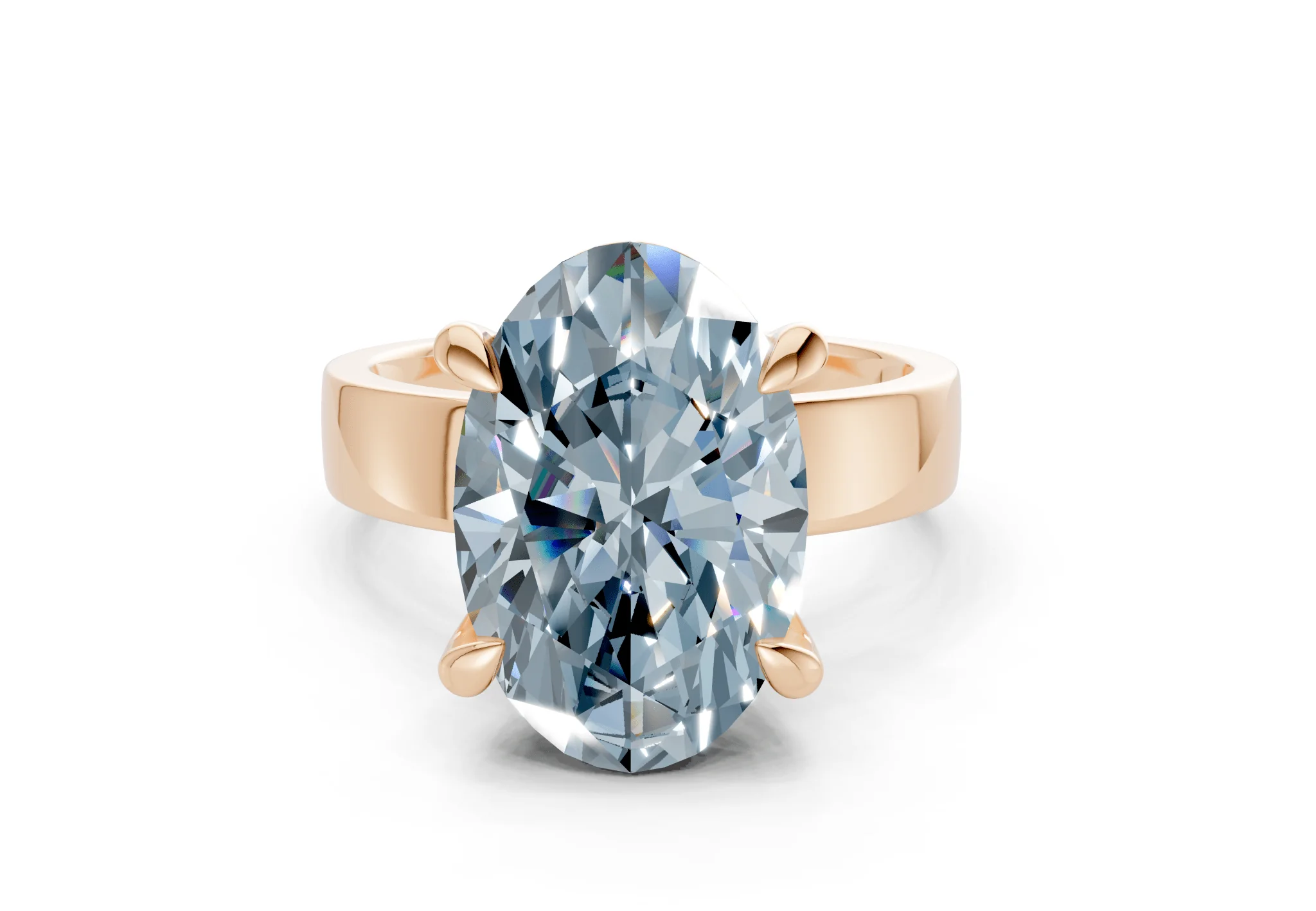 Cascade Blue Diamond Solitaire Oval Cut 4mm Engagement Ring - Image 4