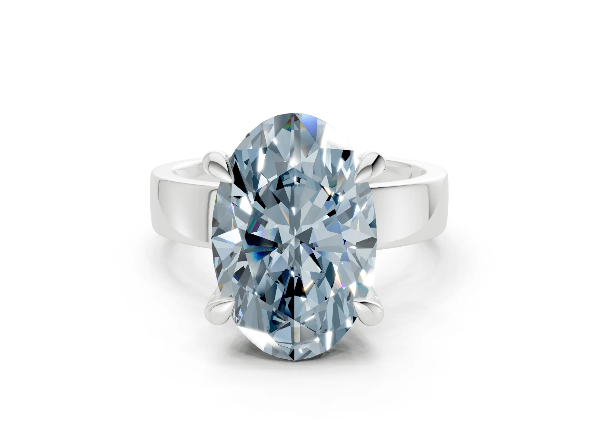 Cascade Blue Diamond Solitaire Oval Cut 4mm Engagement Ring - Image 7