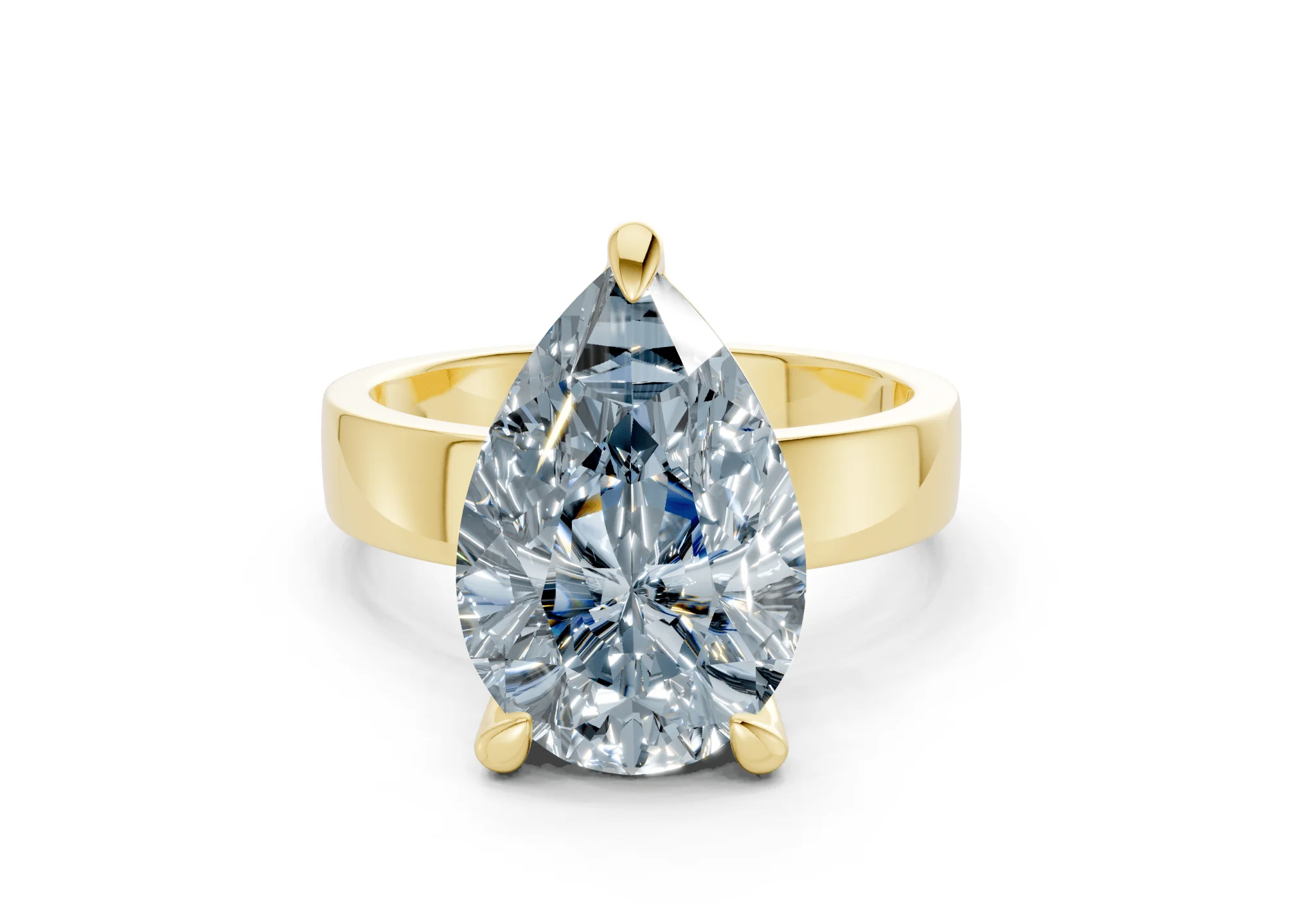 Cascade Blue Diamond Solitaire Pear Cut 4mm Engagement Ring