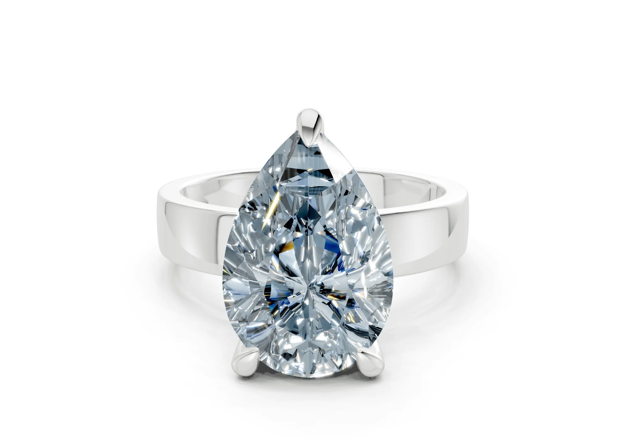 Cascade Blue Diamond Solitaire Pear Cut 4mm Engagement Ring - Image 7