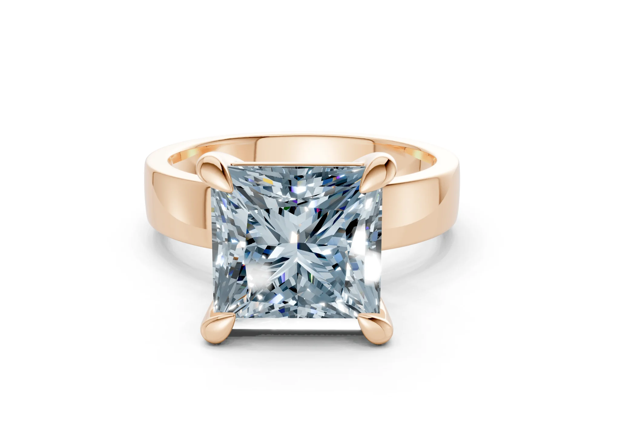 Cascade Blue Diamond Solitaire Princess Cut 4mm Engagement Ring - Image 4