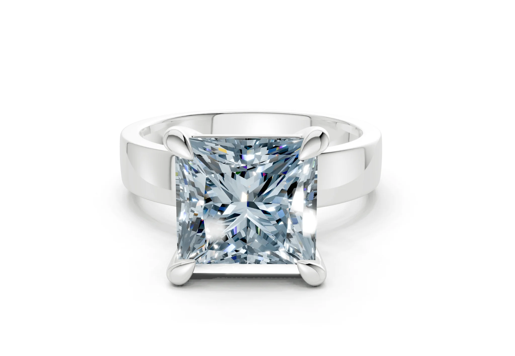 Cascade Blue Diamond Solitaire Princess Cut 4mm Engagement Ring - Image 7