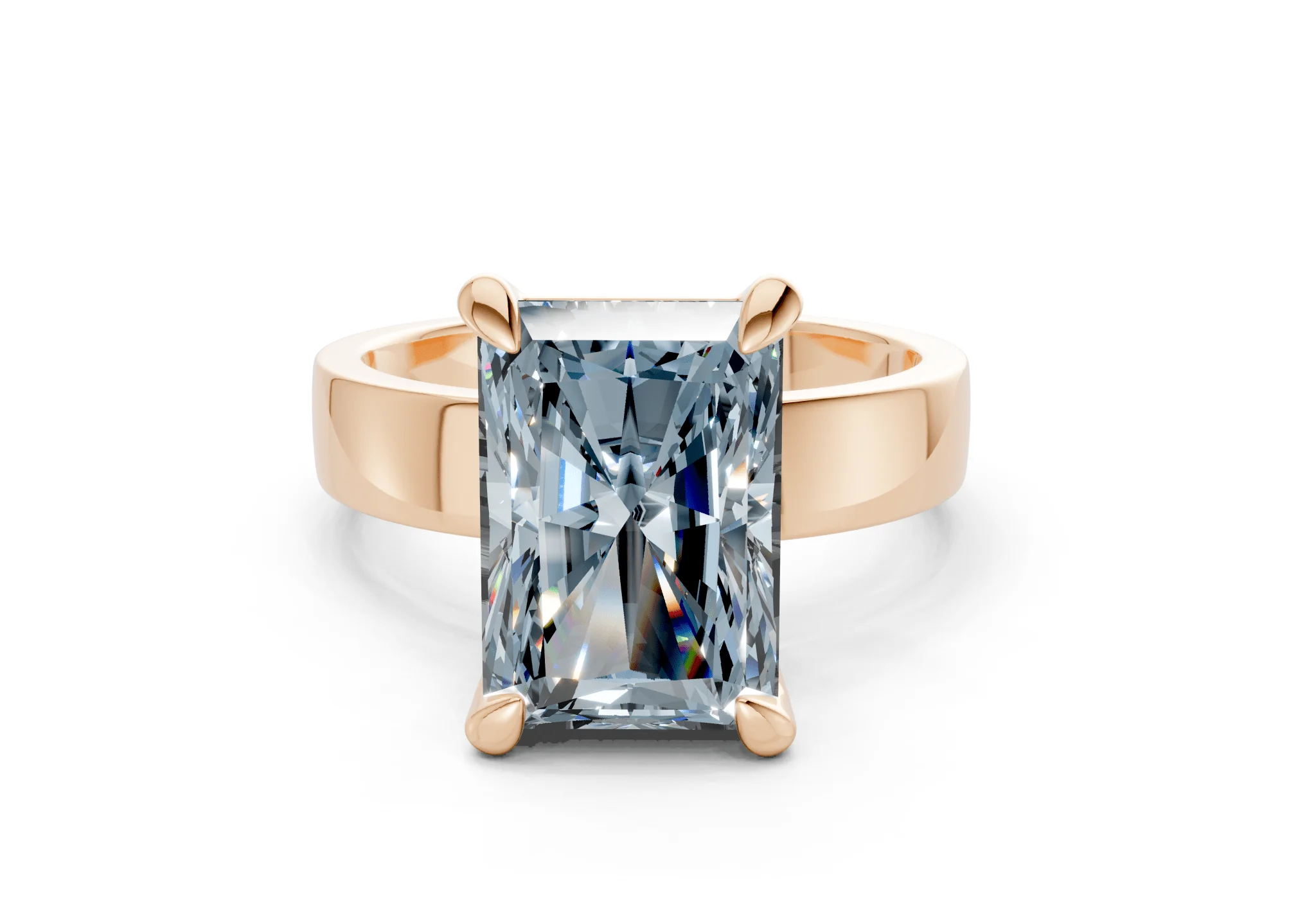 Cascade Blue Diamond Solitaire Radiant Cut 4mm Engagement Ring - Image 4
