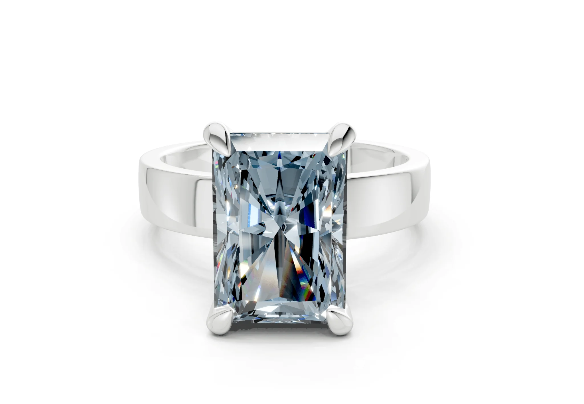 Cascade Blue Diamond Solitaire Radiant Cut 4mm Engagement Ring - Image 7