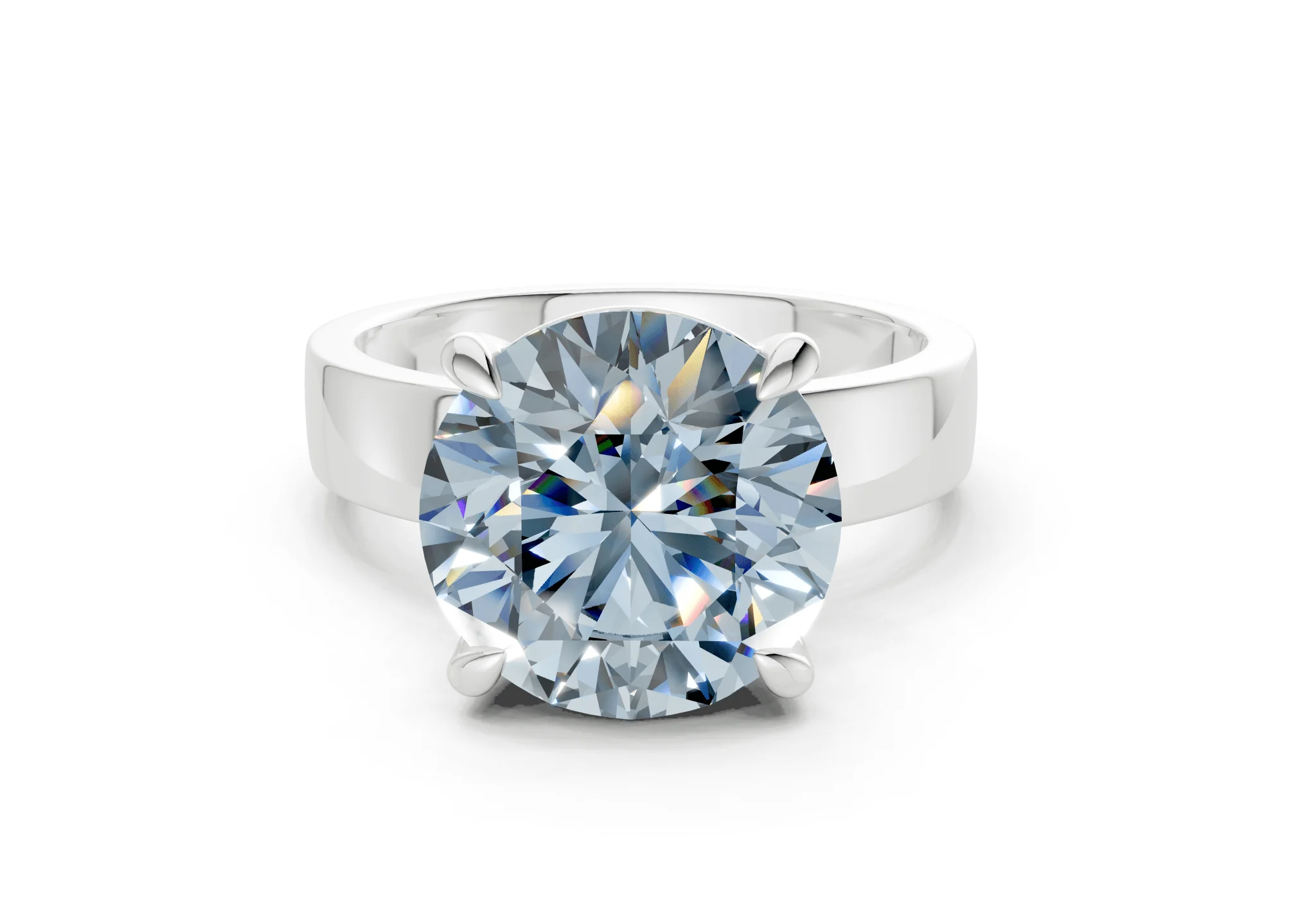 Cascade Blue Diamond Solitaire Round Cut 4mm Engagement Ring - Image 7