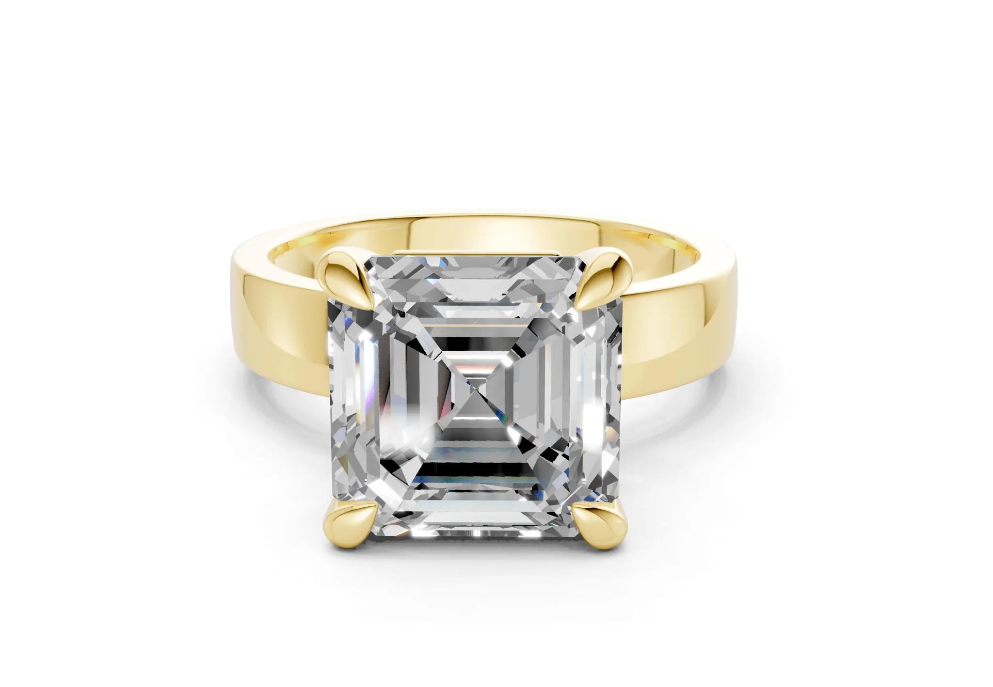 Cascade Diamond Solitaire Asscher Cut 4mm Engagement Ring