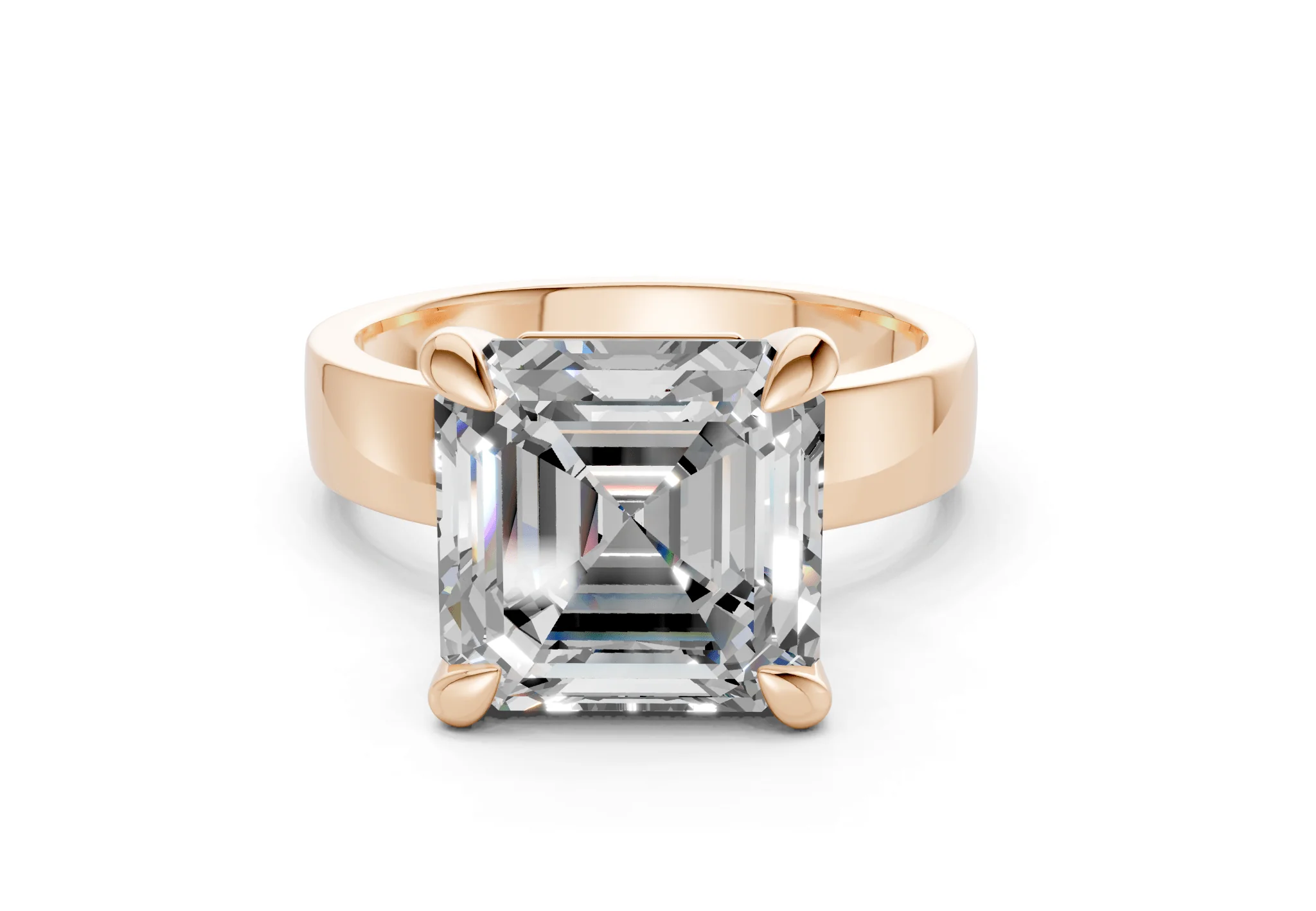 Cascade Diamond Solitaire Asscher Cut 4mm Engagement Ring - Image 4