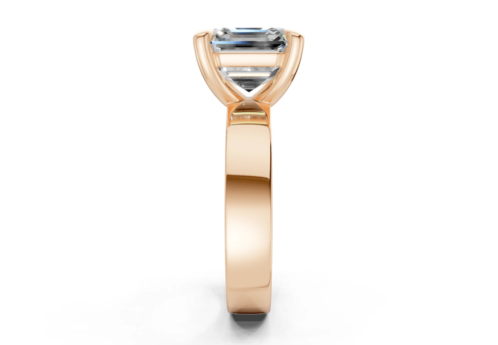 Cascade Diamond Solitaire Asscher Cut 4mm Engagement Ring - Image 6
