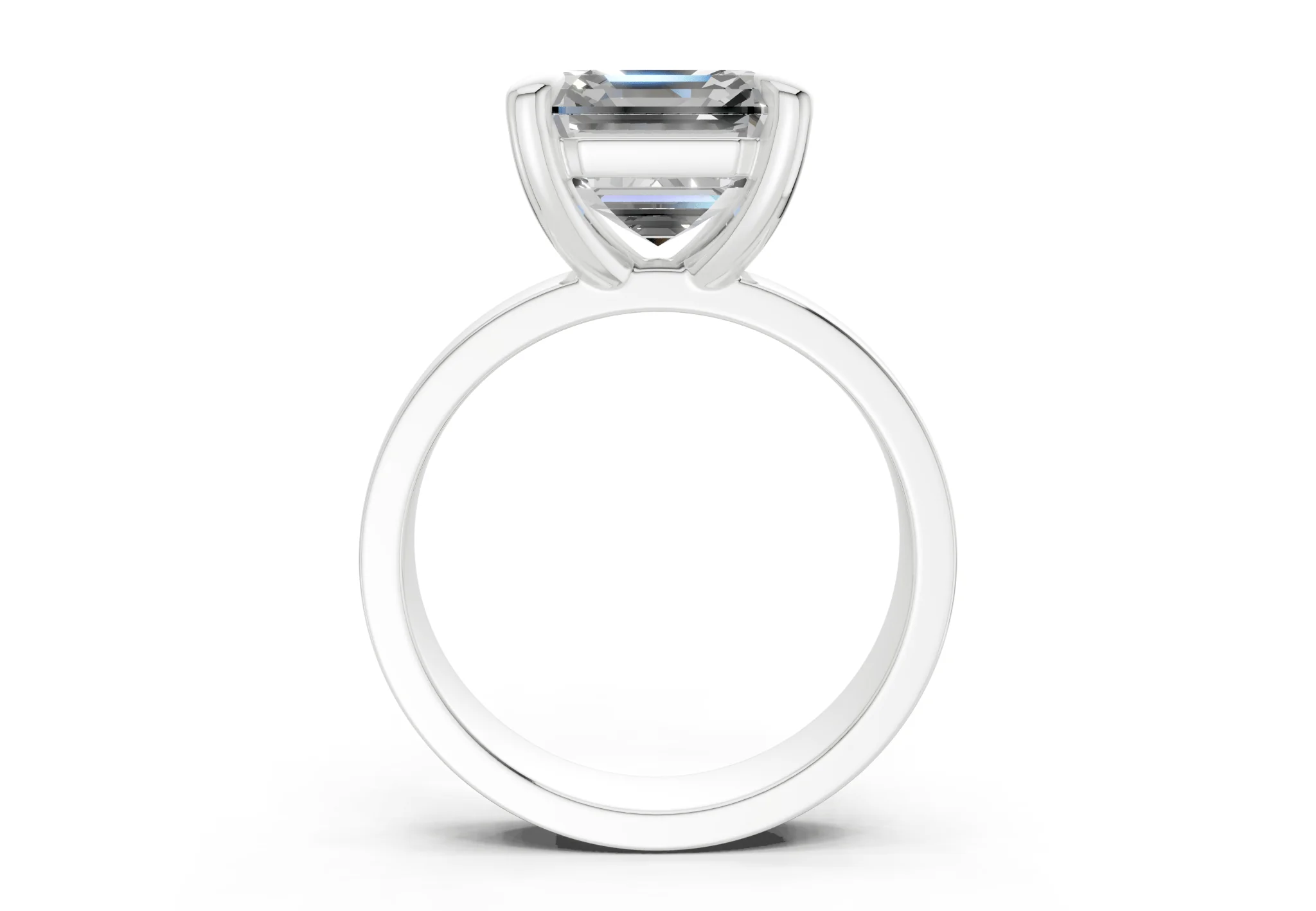Cascade Diamond Solitaire Asscher Cut 4mm Engagement Ring - Image 8