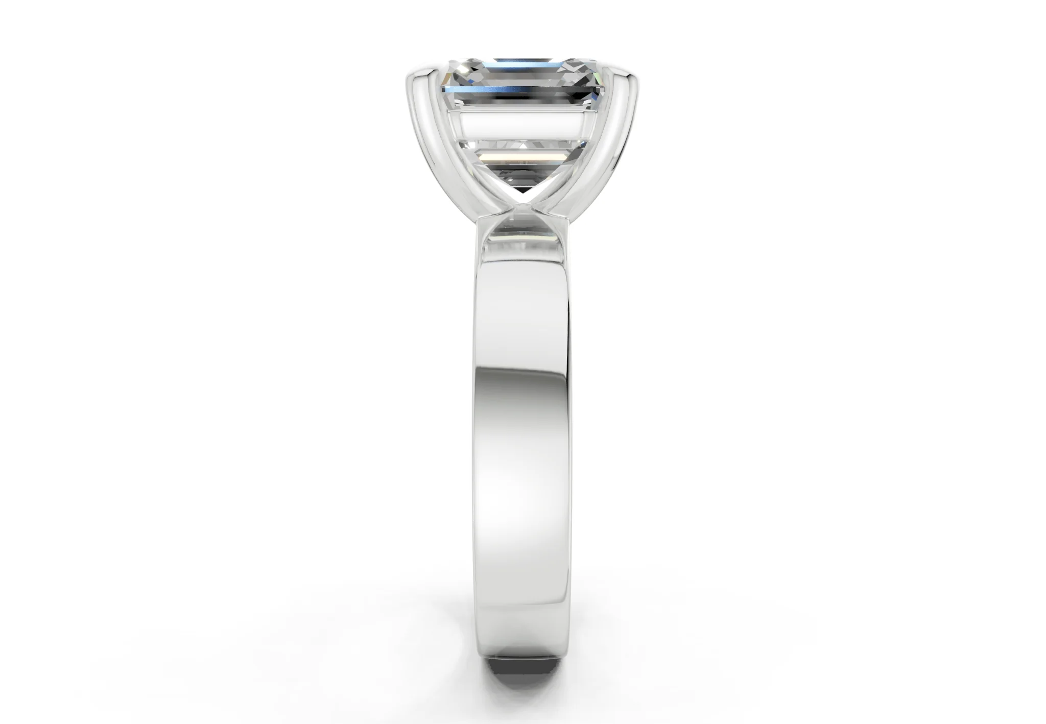 Cascade Diamond Solitaire Asscher Cut 4mm Engagement Ring - Image 9
