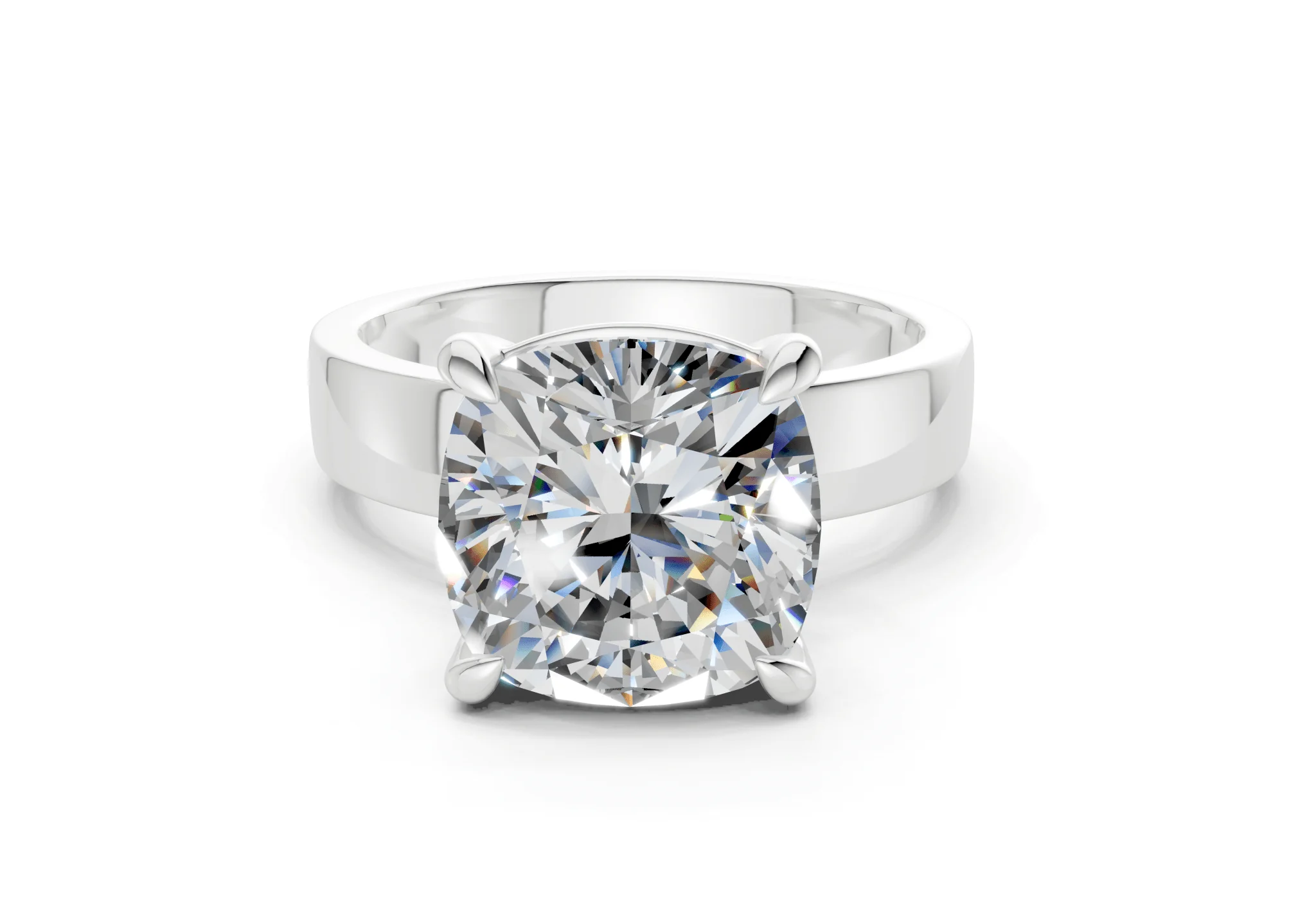 Cascade Diamond Solitaire Cushion Squareuare Cut 4mm Engagement Ring - Image 7