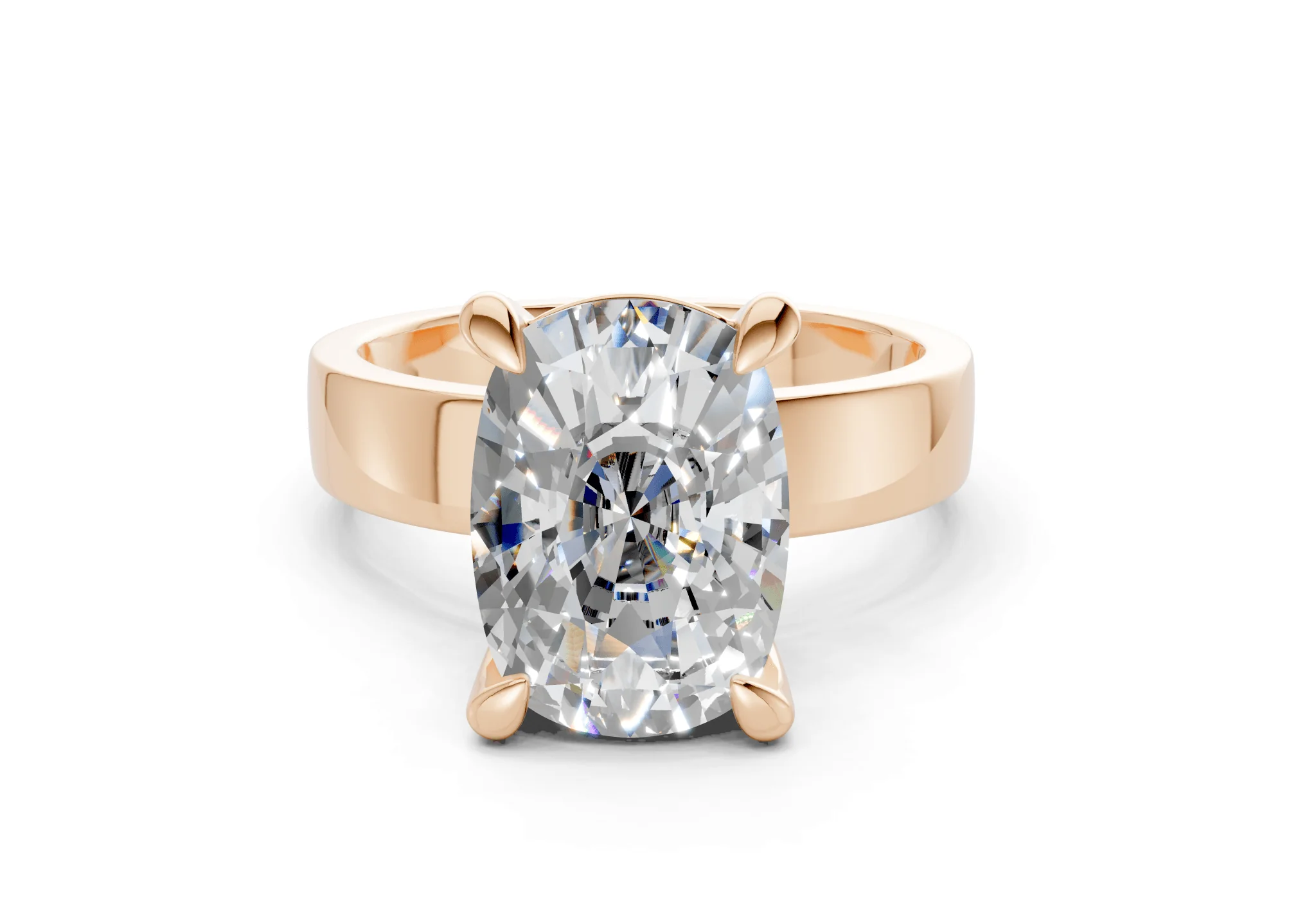Cascade Diamond Solitaire Elongated Cushion Cut 4mm Engagement Ring - Image 4