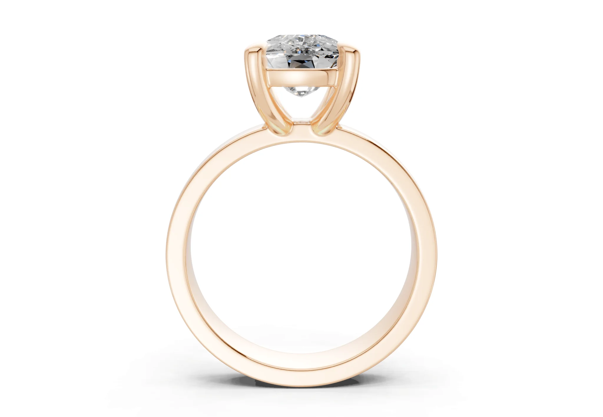 Cascade Diamond Solitaire Elongated Cushion Cut 4mm Engagement Ring - Image 5