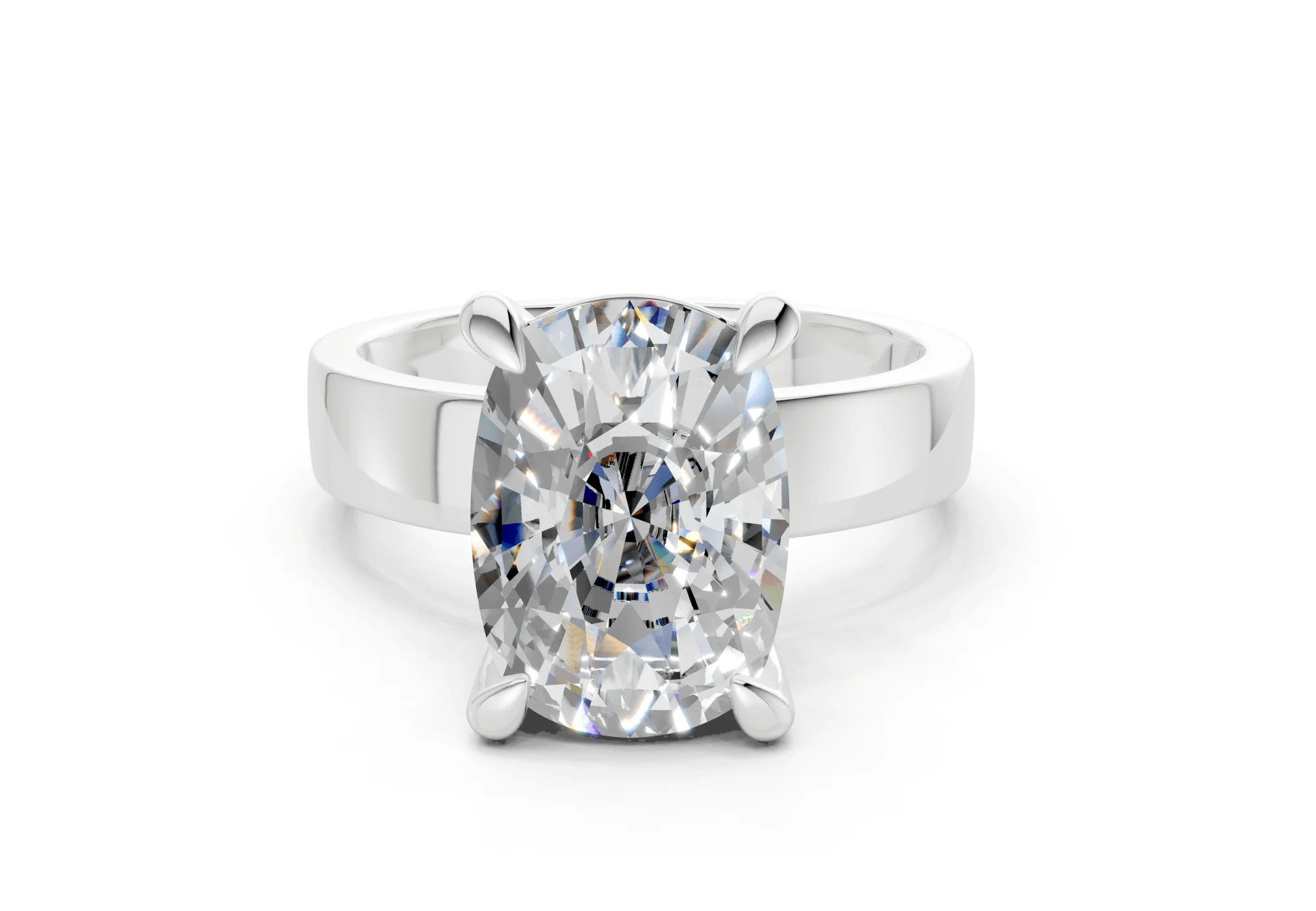 Cascade Diamond Solitaire Elongated Cushion Cut 4mm Engagement Ring - Image 7
