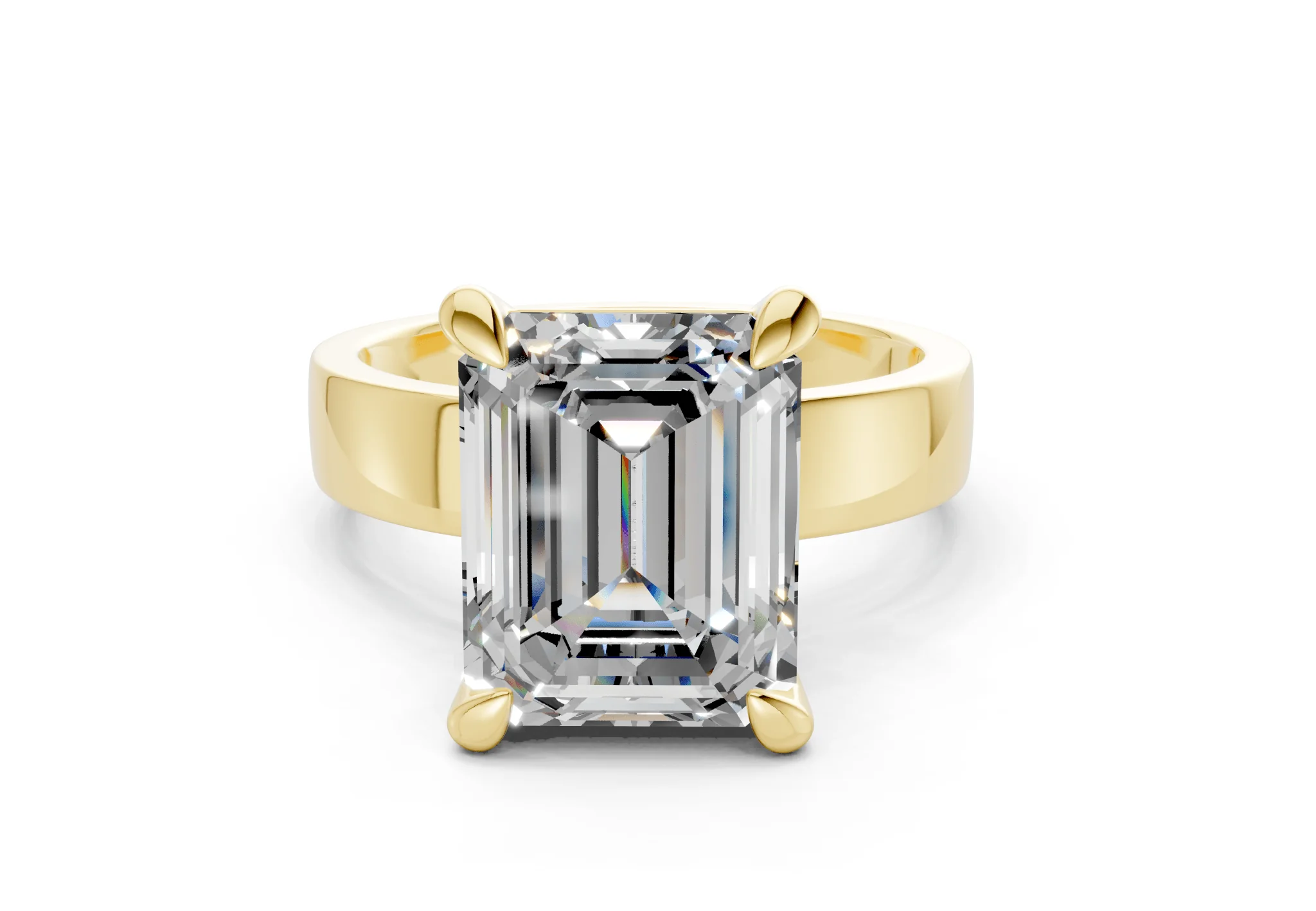 Cascade Diamond Solitaire Emerald Cut 4mm Engagement Ring