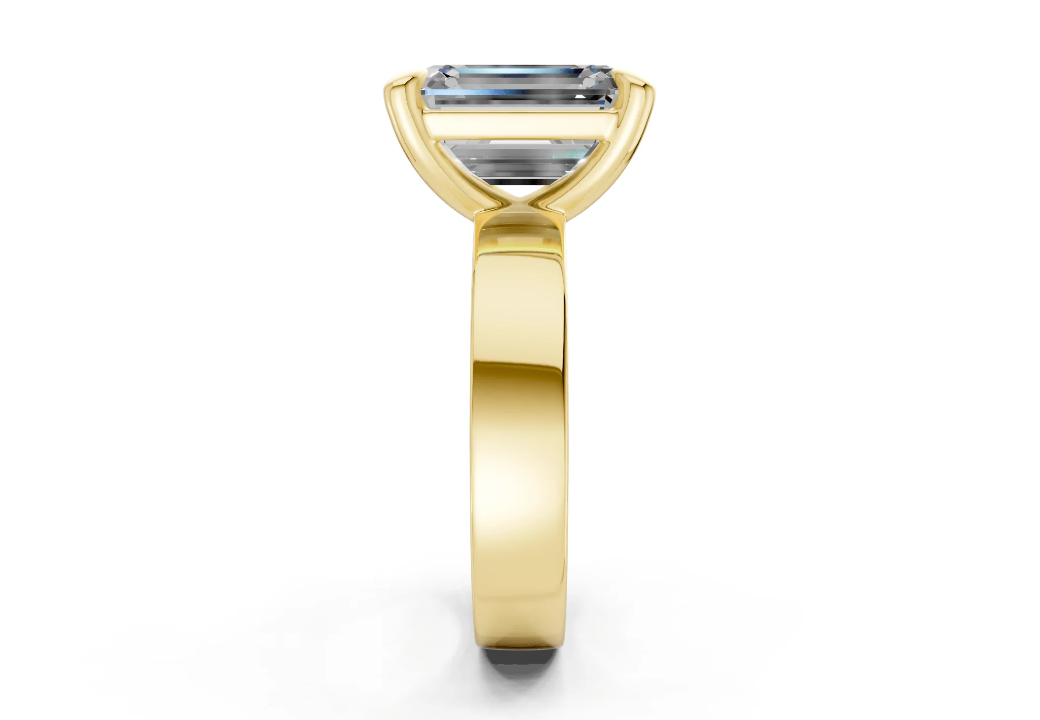 Cascade Diamond Solitaire Emerald Cut 4mm Engagement Ring - Image 3