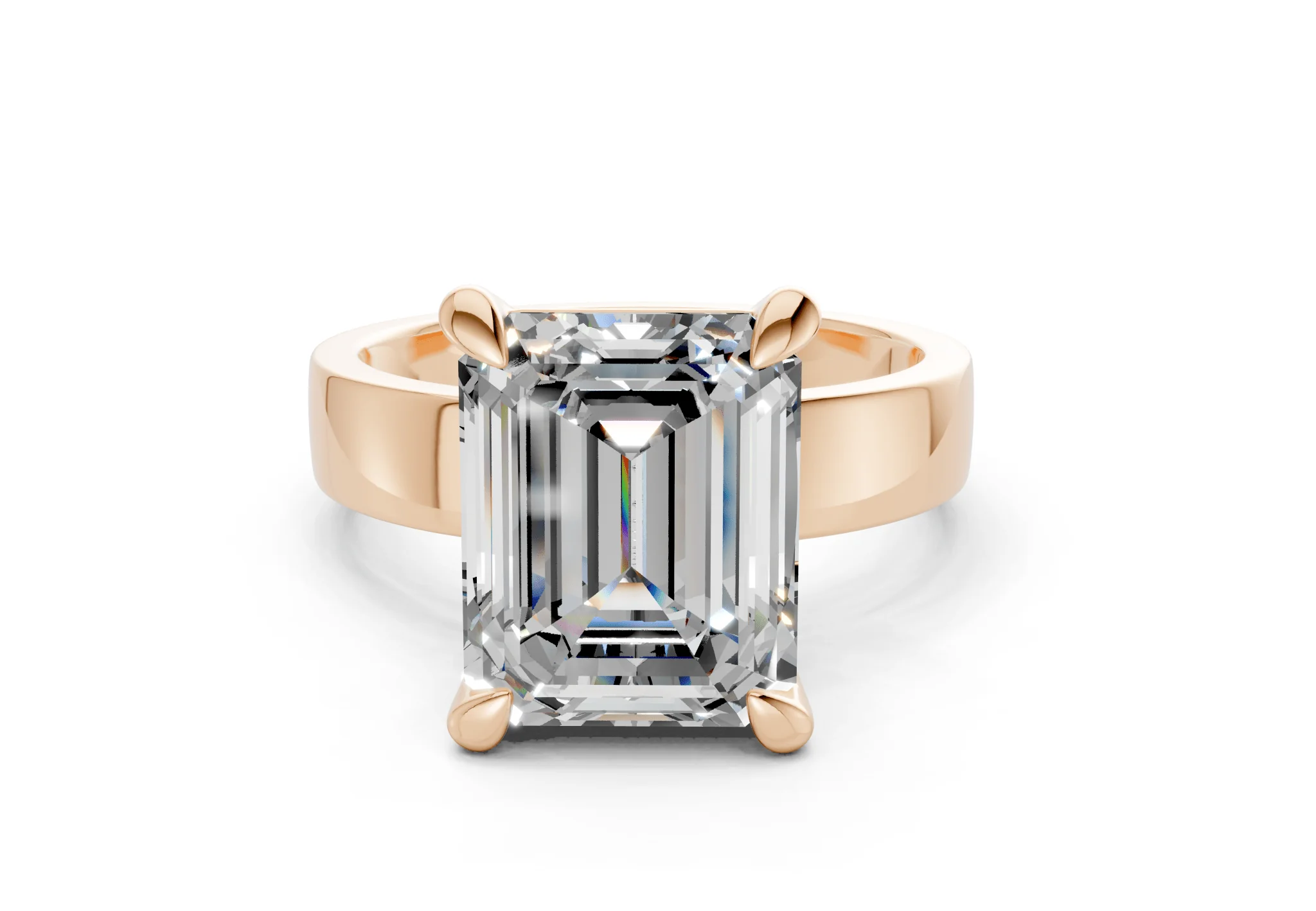 Cascade Diamond Solitaire Emerald Cut 4mm Engagement Ring - Image 4