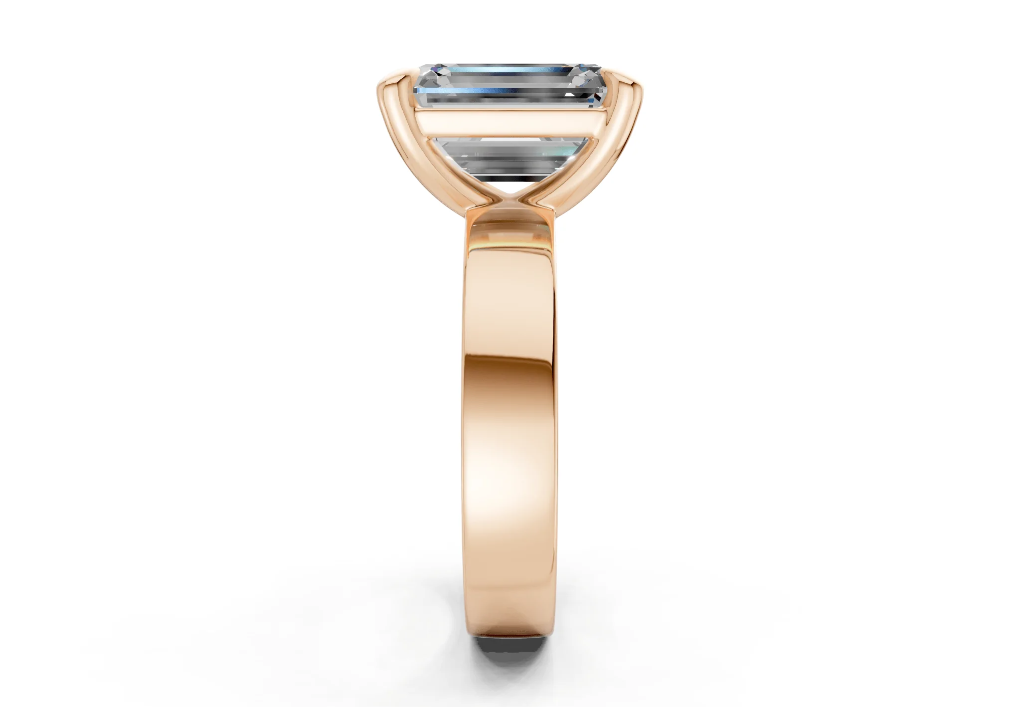 Cascade Diamond Solitaire Emerald Cut 4mm Engagement Ring - Image 6