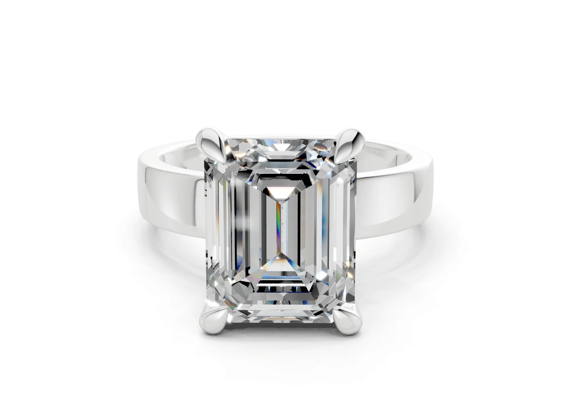 Cascade Diamond Solitaire Emerald Cut 4mm Engagement Ring - Image 7