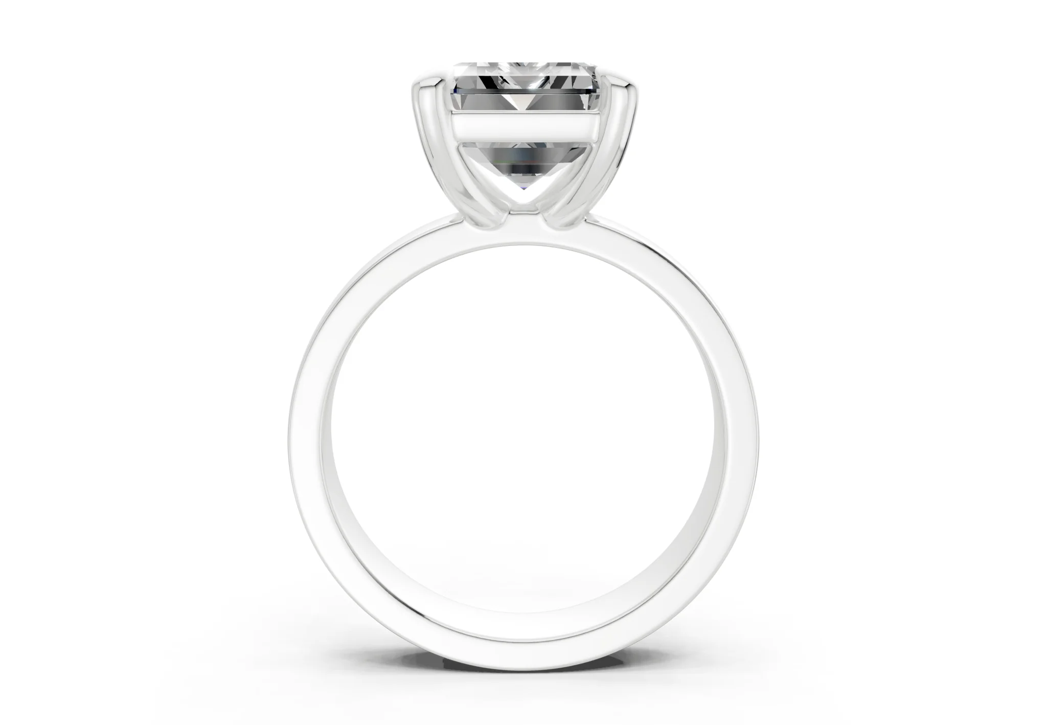 Cascade Diamond Solitaire Emerald Cut 4mm Engagement Ring - Image 8