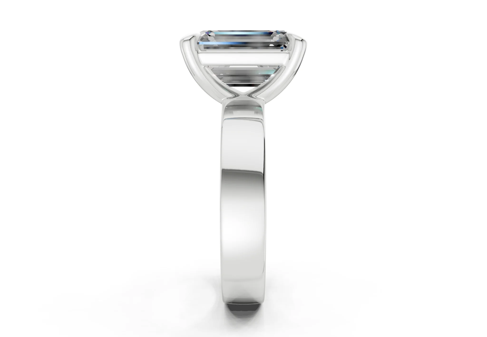 Cascade Diamond Solitaire Emerald Cut 4mm Engagement Ring - Image 9