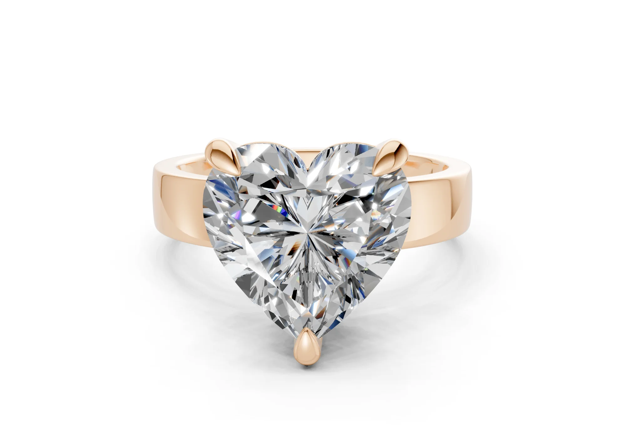 Cascade Diamond Solitaire Heart Cut 4mm Engagement Ring - Image 4