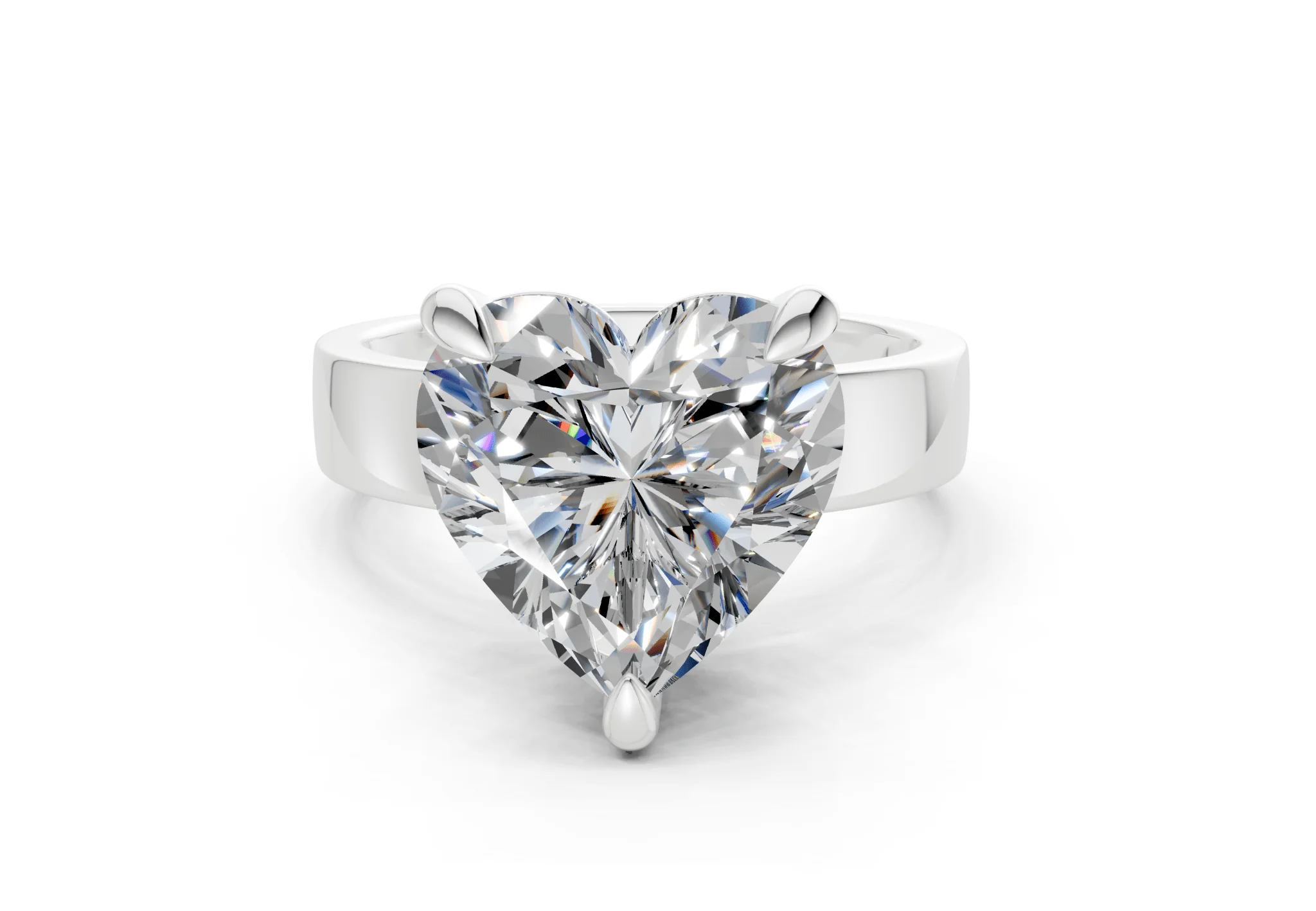Cascade Diamond Solitaire Heart Cut 4mm Engagement Ring - Image 7