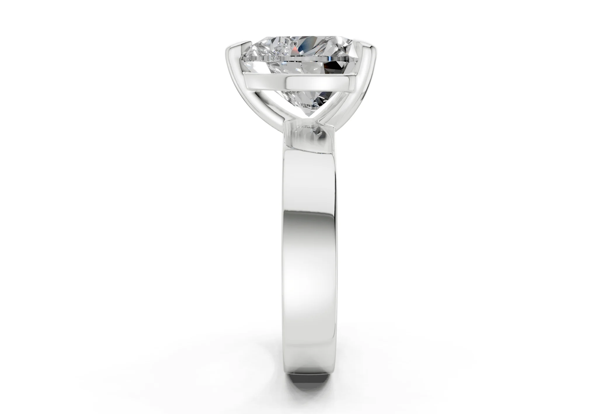 Cascade Diamond Solitaire Heart Cut 4mm Engagement Ring - Image 9