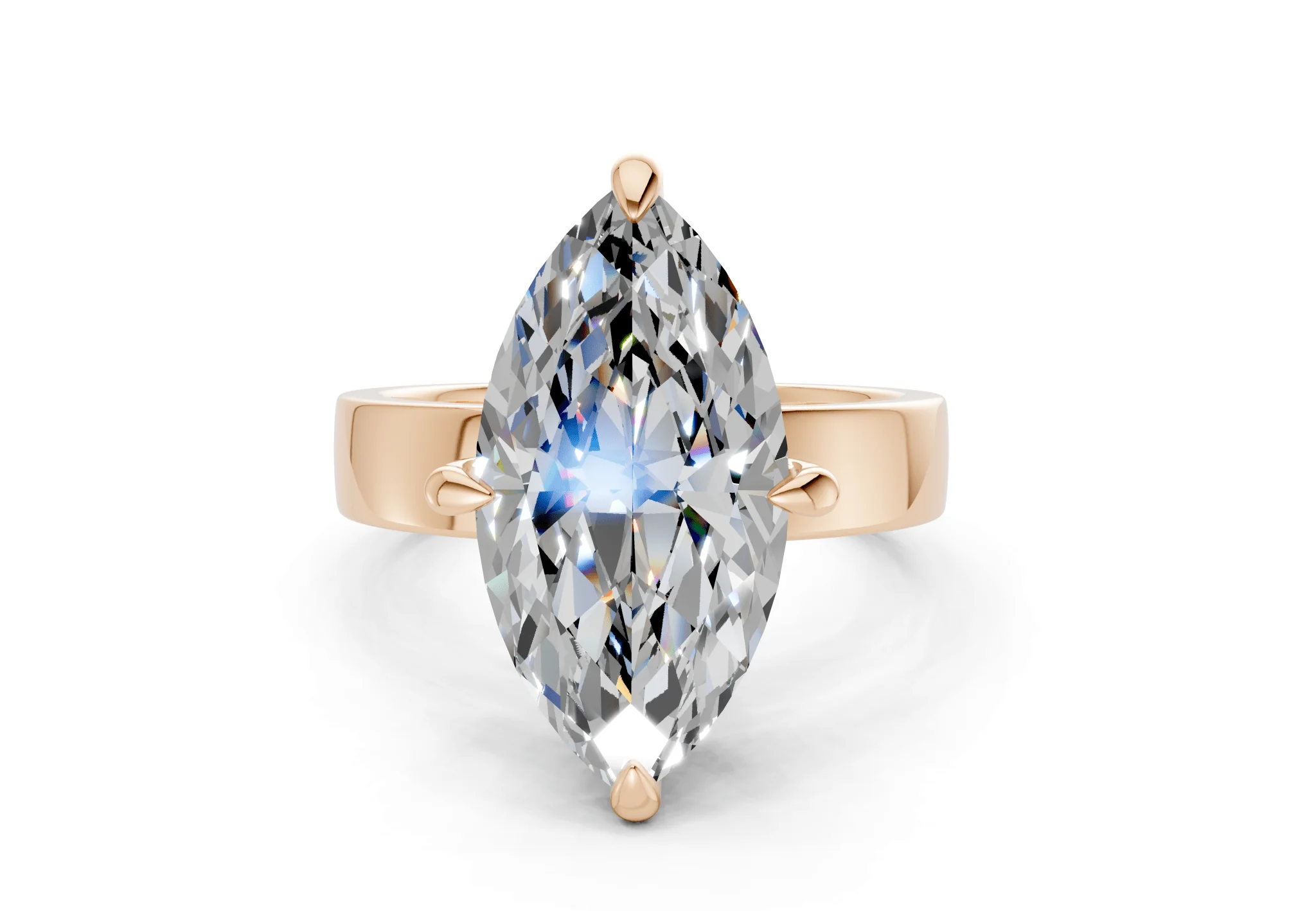 Cascade Diamond Solitaire Marquise Cut 4mm Engagement Ring - Image 4