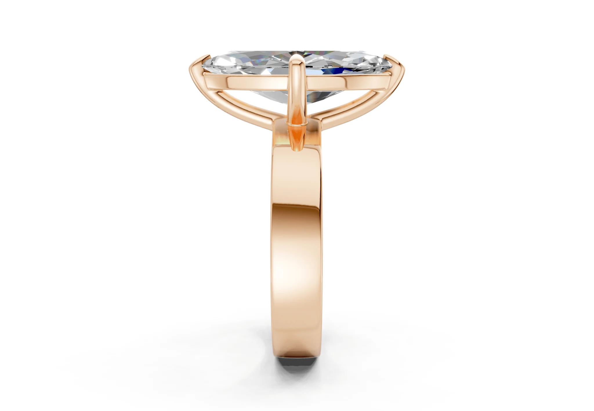 Cascade Diamond Solitaire Marquise Cut 4mm Engagement Ring - Image 6