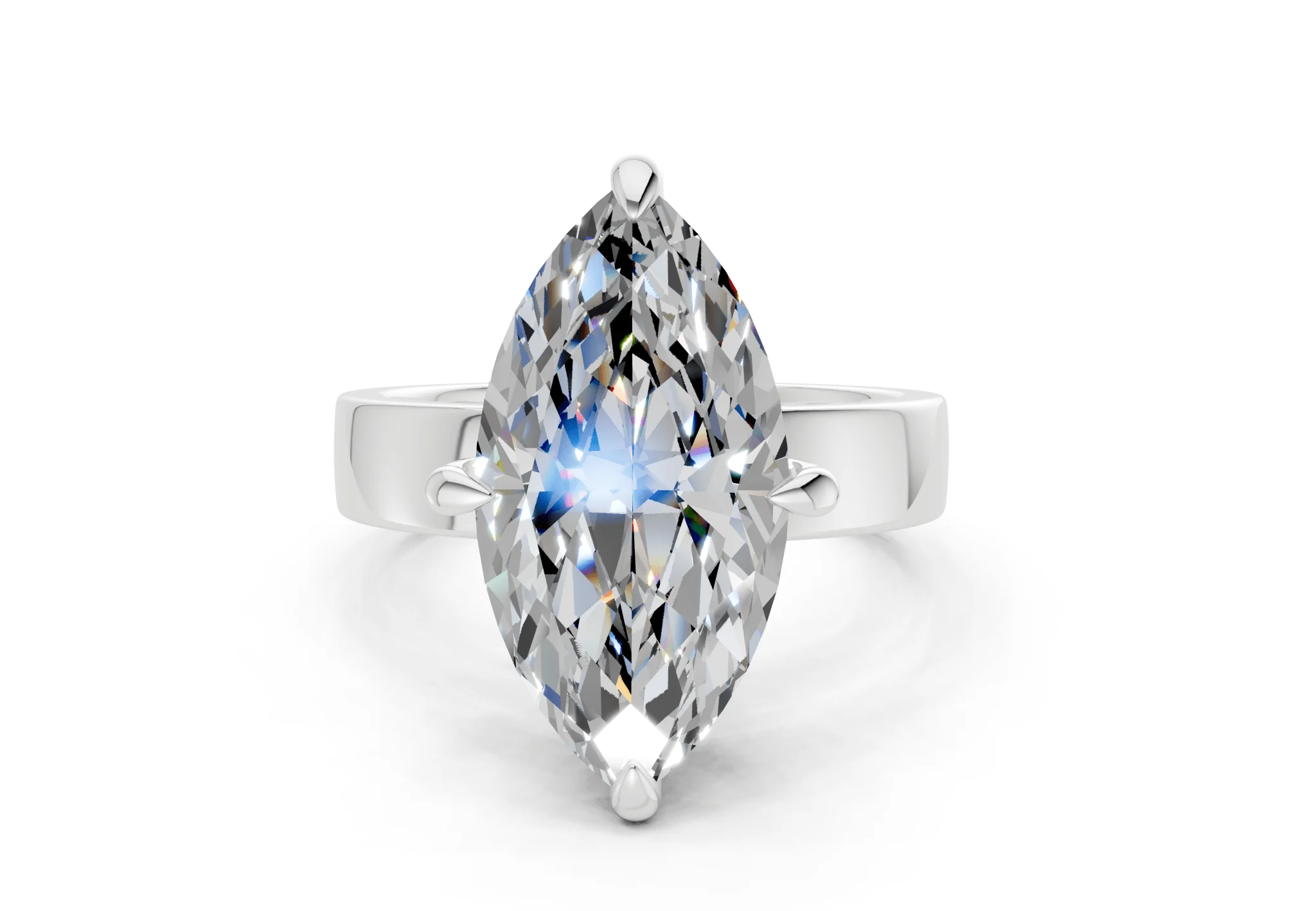 Cascade Diamond Solitaire Marquise Cut 4mm Engagement Ring - Image 7