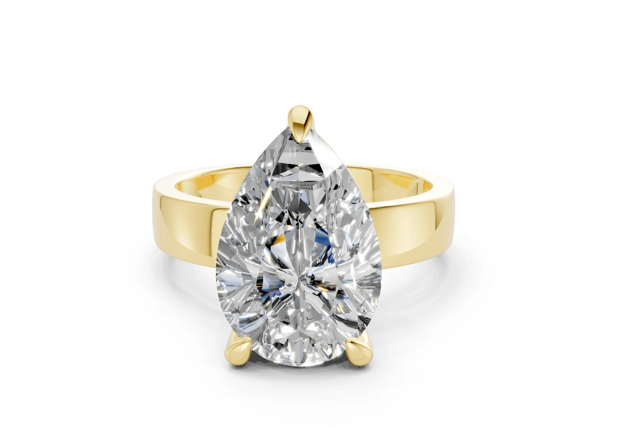 Cascade Diamond Solitaire Pear Cut 4mm Engagement Ring