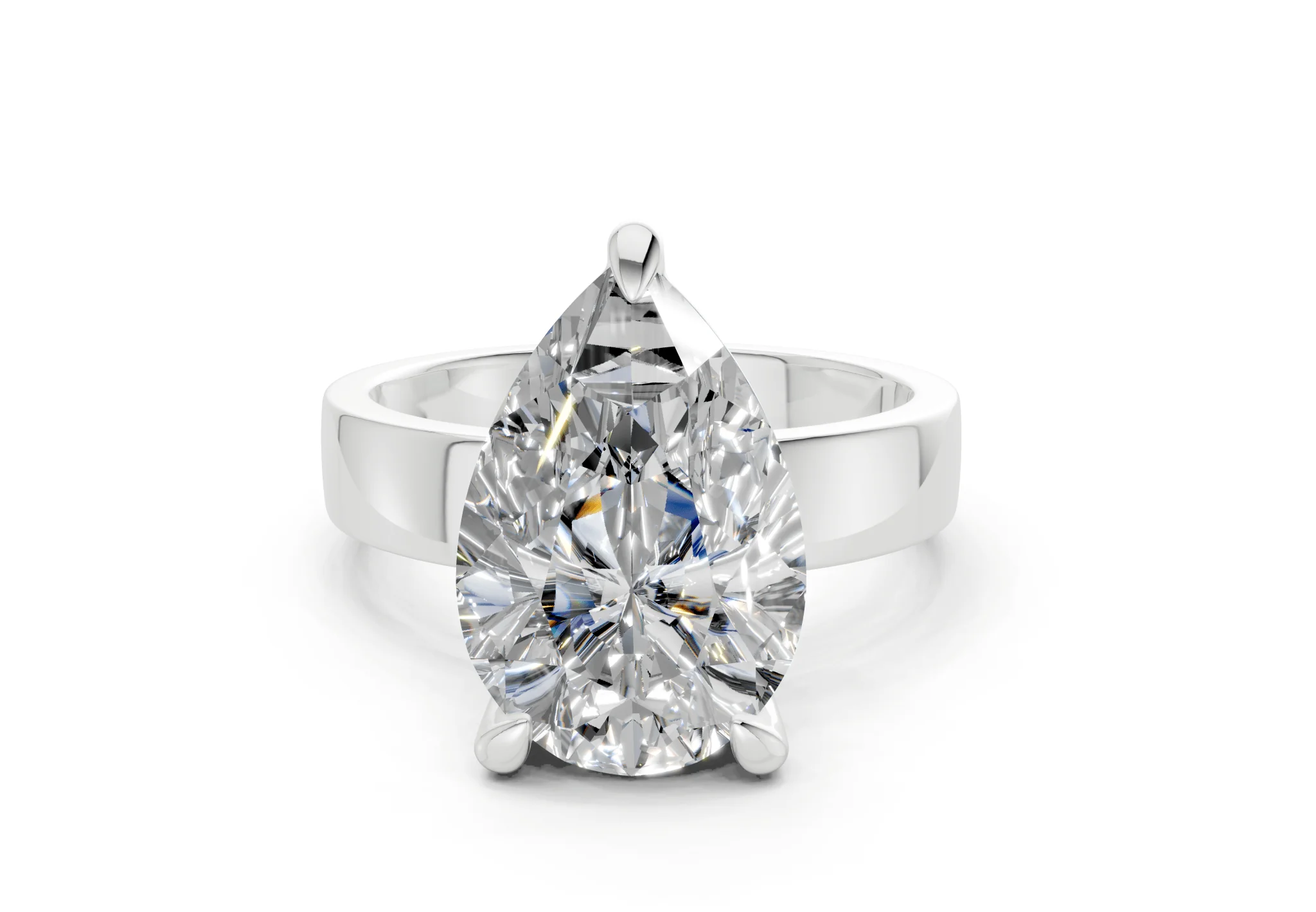 Cascade Diamond Solitaire Pear Cut 4mm Engagement Ring - Image 7