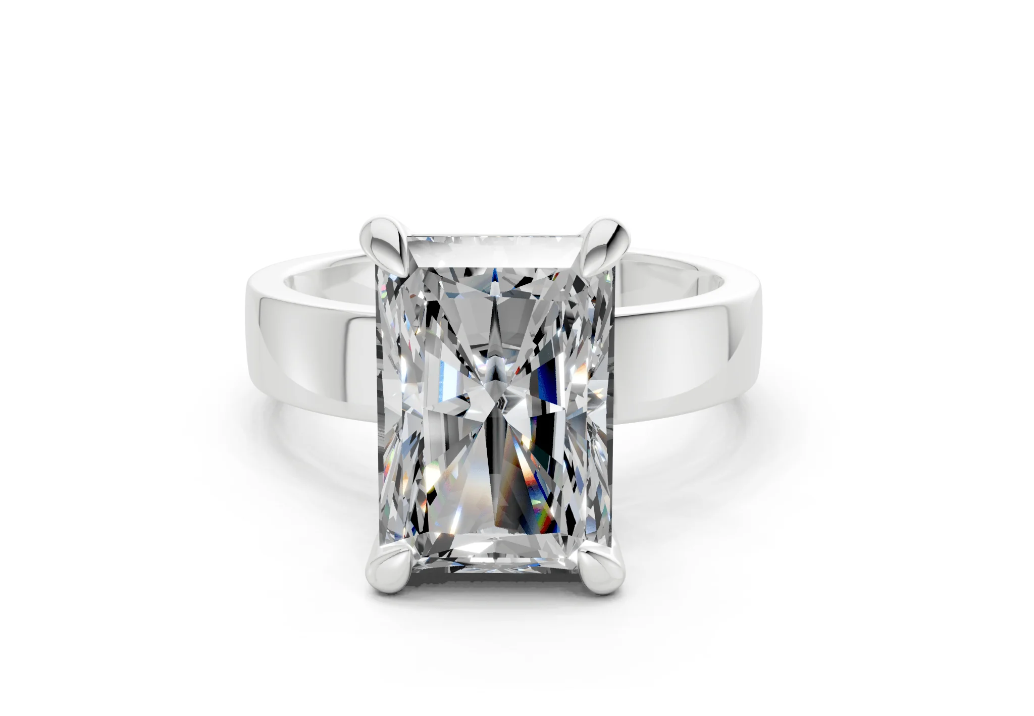 Cascade Diamond Solitaire Radiant Cut 4mm Engagement Ring - Image 7