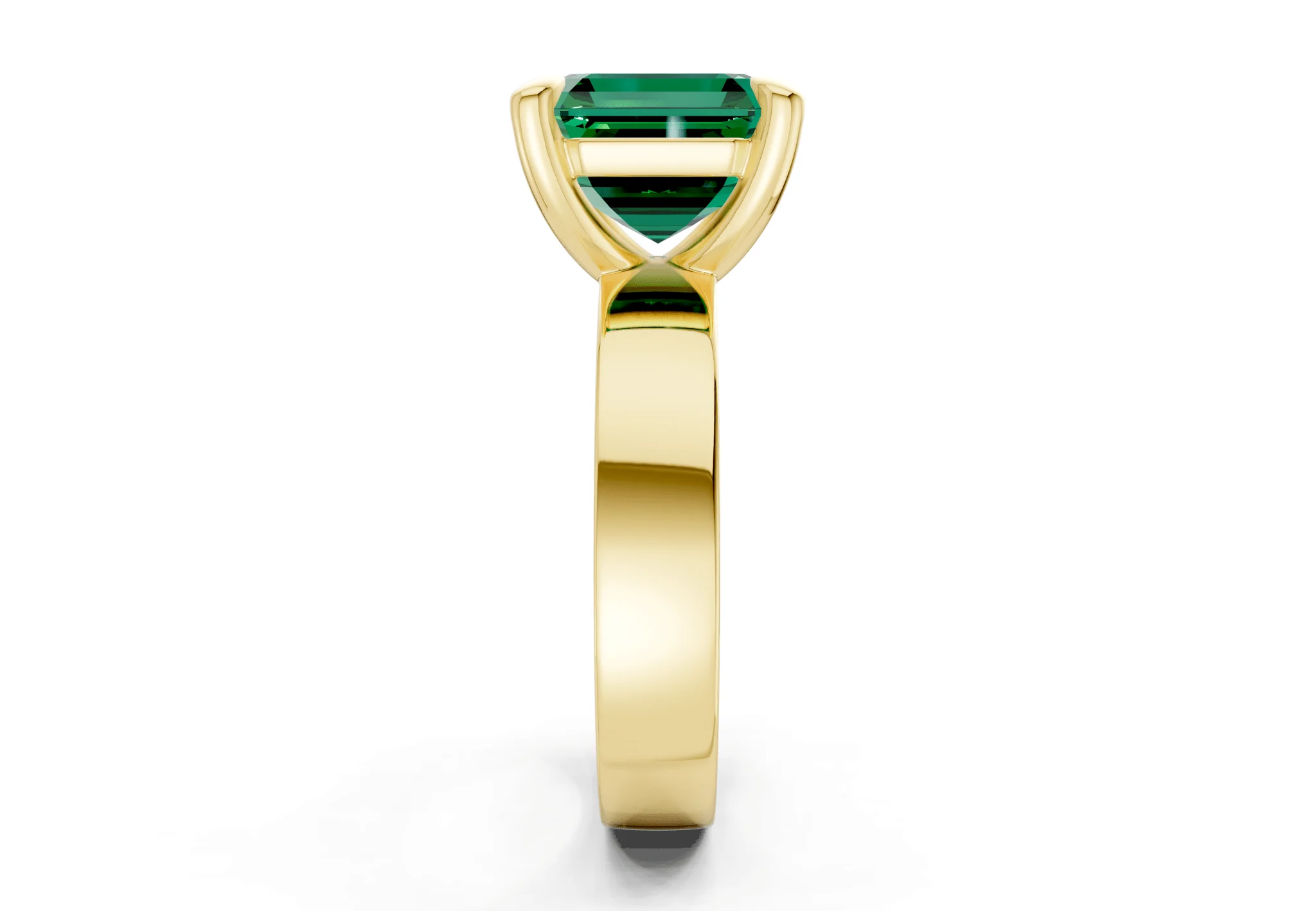 Cascade Emerald Gemstone Solitaire Asscher Cut 4mm Engagement Ring - Image 3