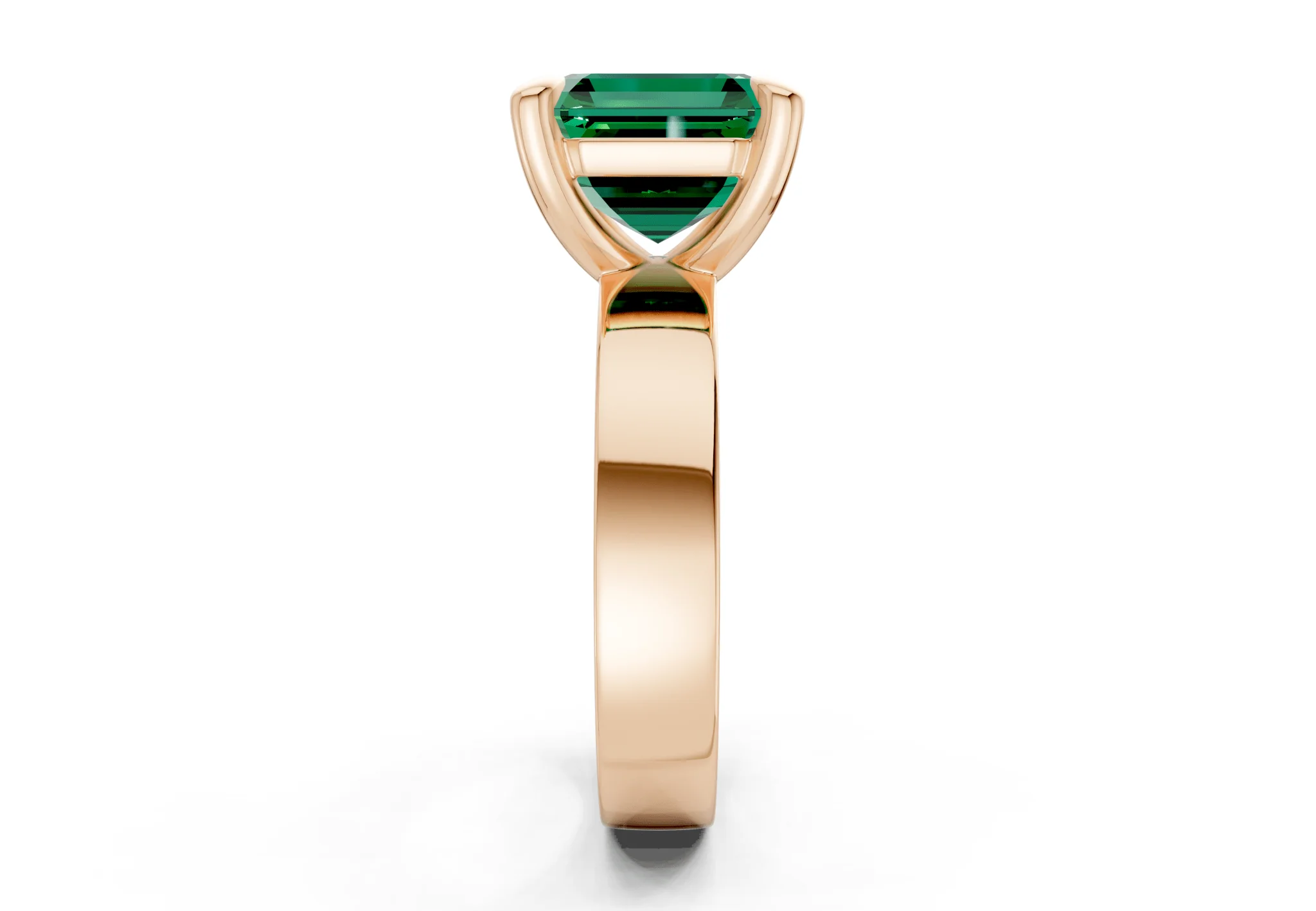 Cascade Emerald Gemstone Solitaire Asscher Cut 4mm Engagement Ring - Image 6