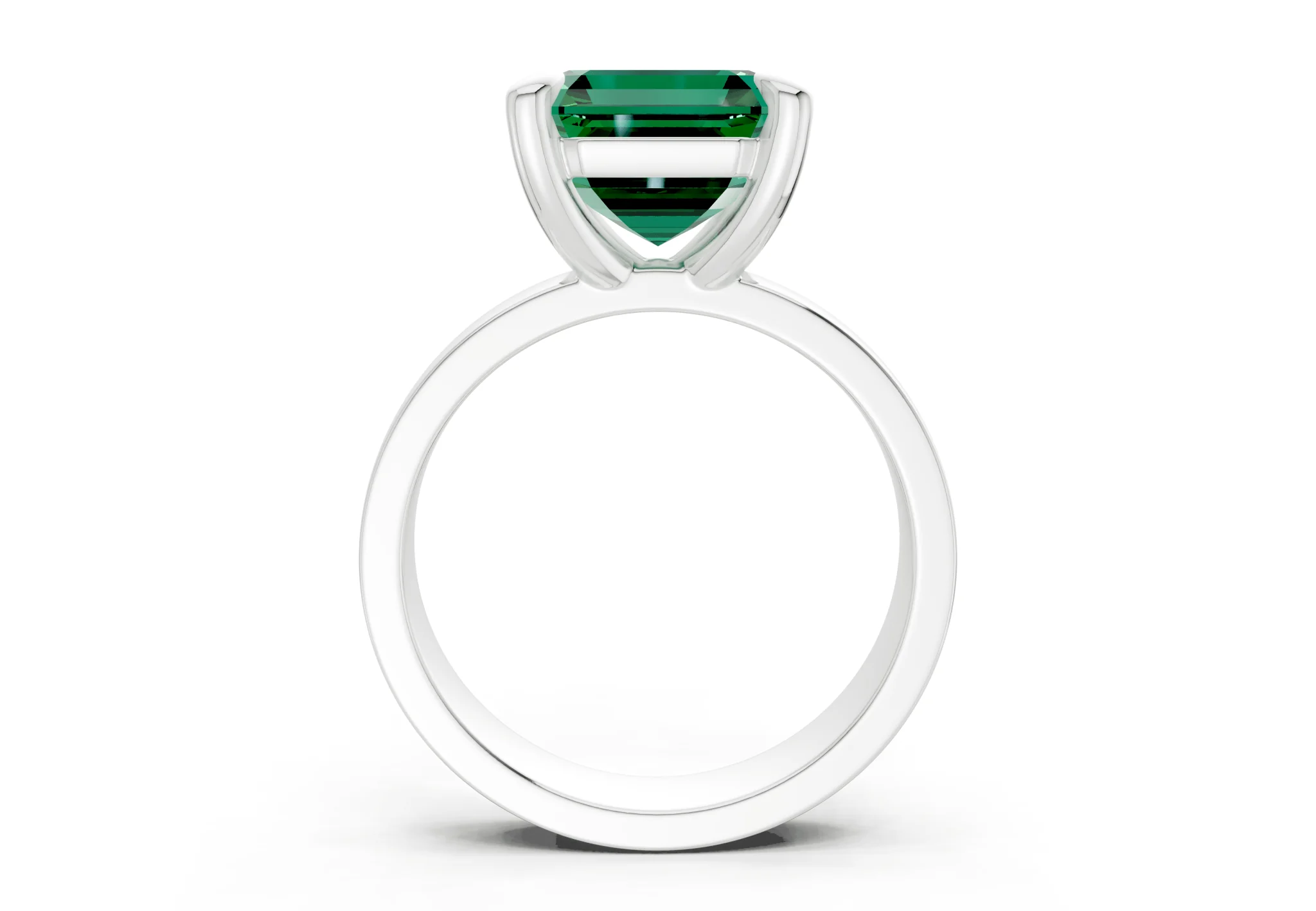 Cascade Emerald Gemstone Solitaire Asscher Cut 4mm Engagement Ring - Image 8