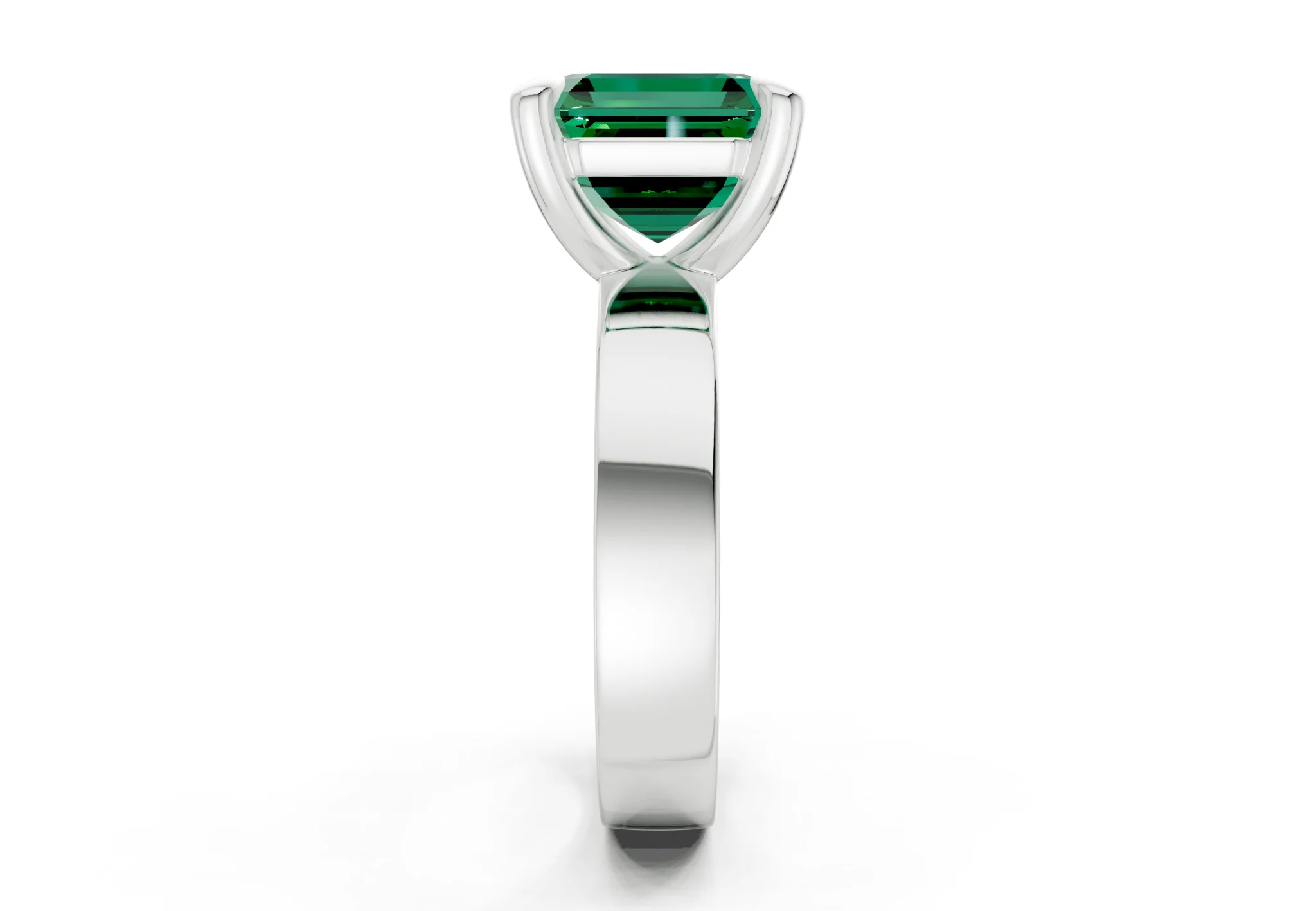 Cascade Emerald Gemstone Solitaire Asscher Cut 4mm Engagement Ring - Image 9