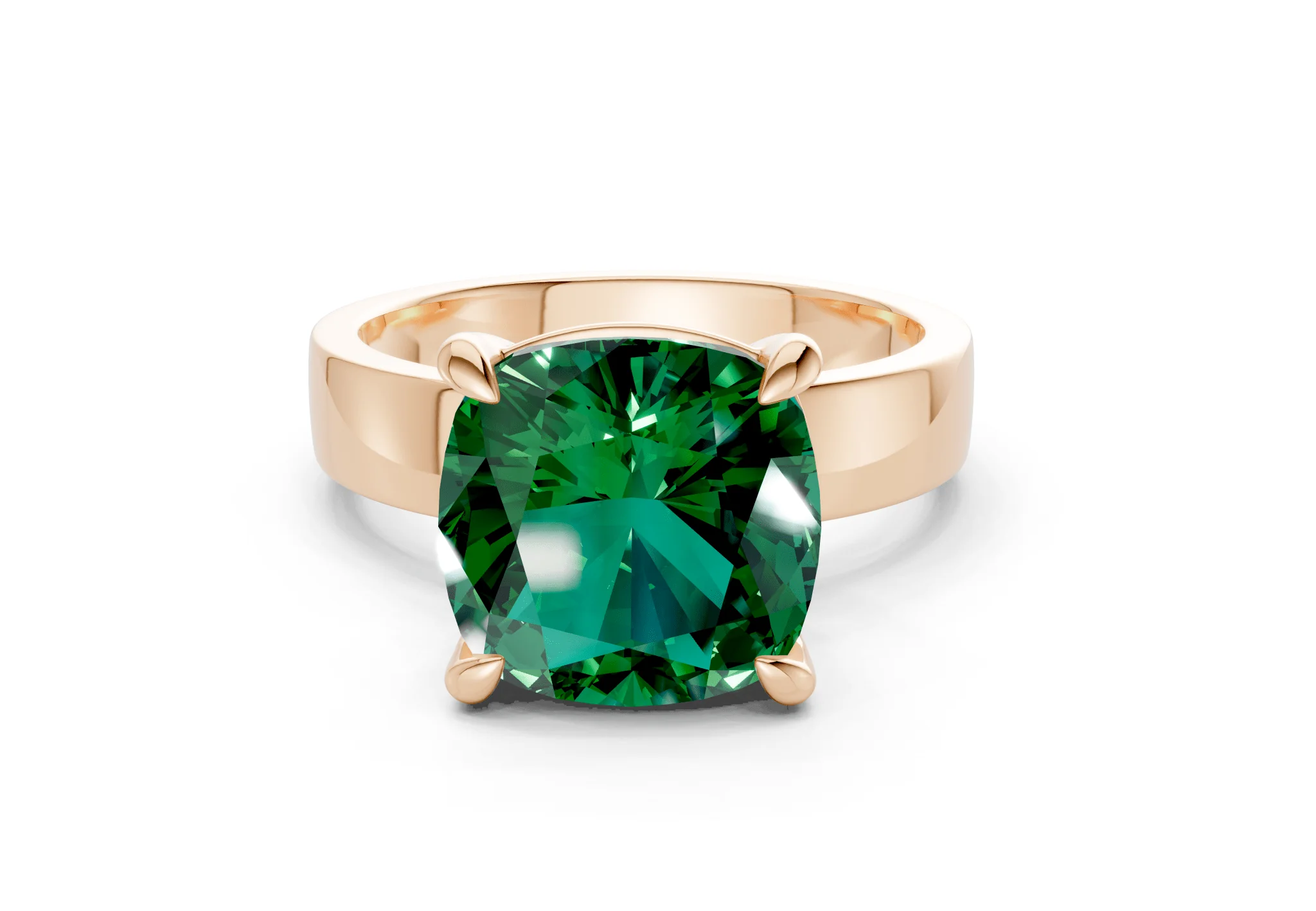 Cascade Emerald Gemstone Solitaire Cushion Squareuare Cut 4mm Engagement Ring - Image 4