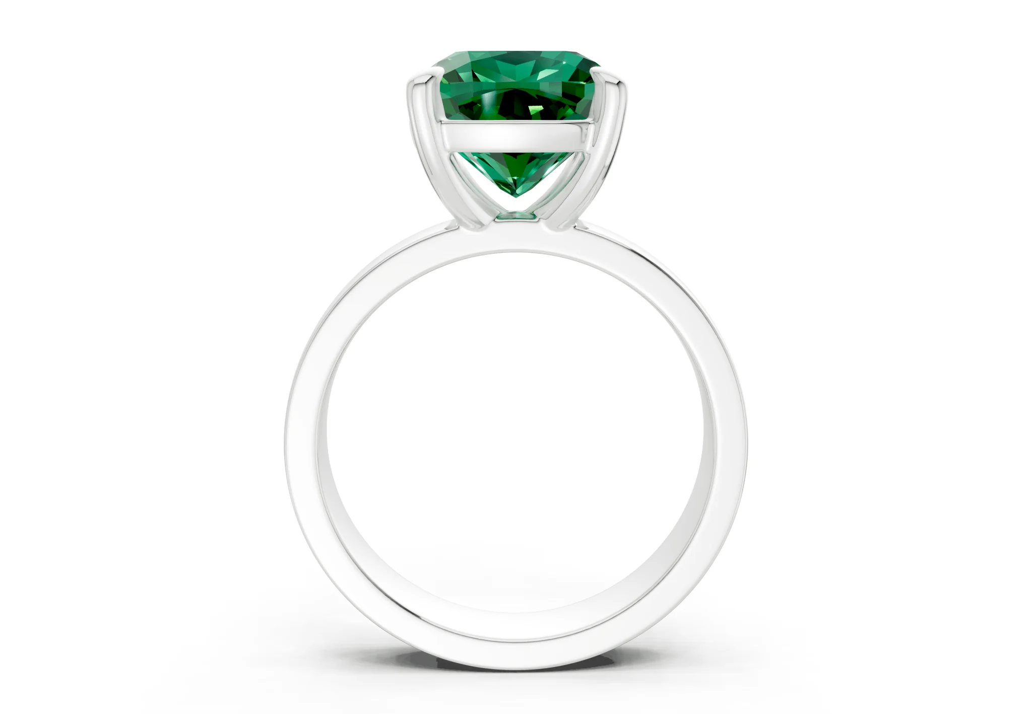Cascade Emerald Gemstone Solitaire Cushion Squareuare Cut 4mm Engagement Ring - Image 8