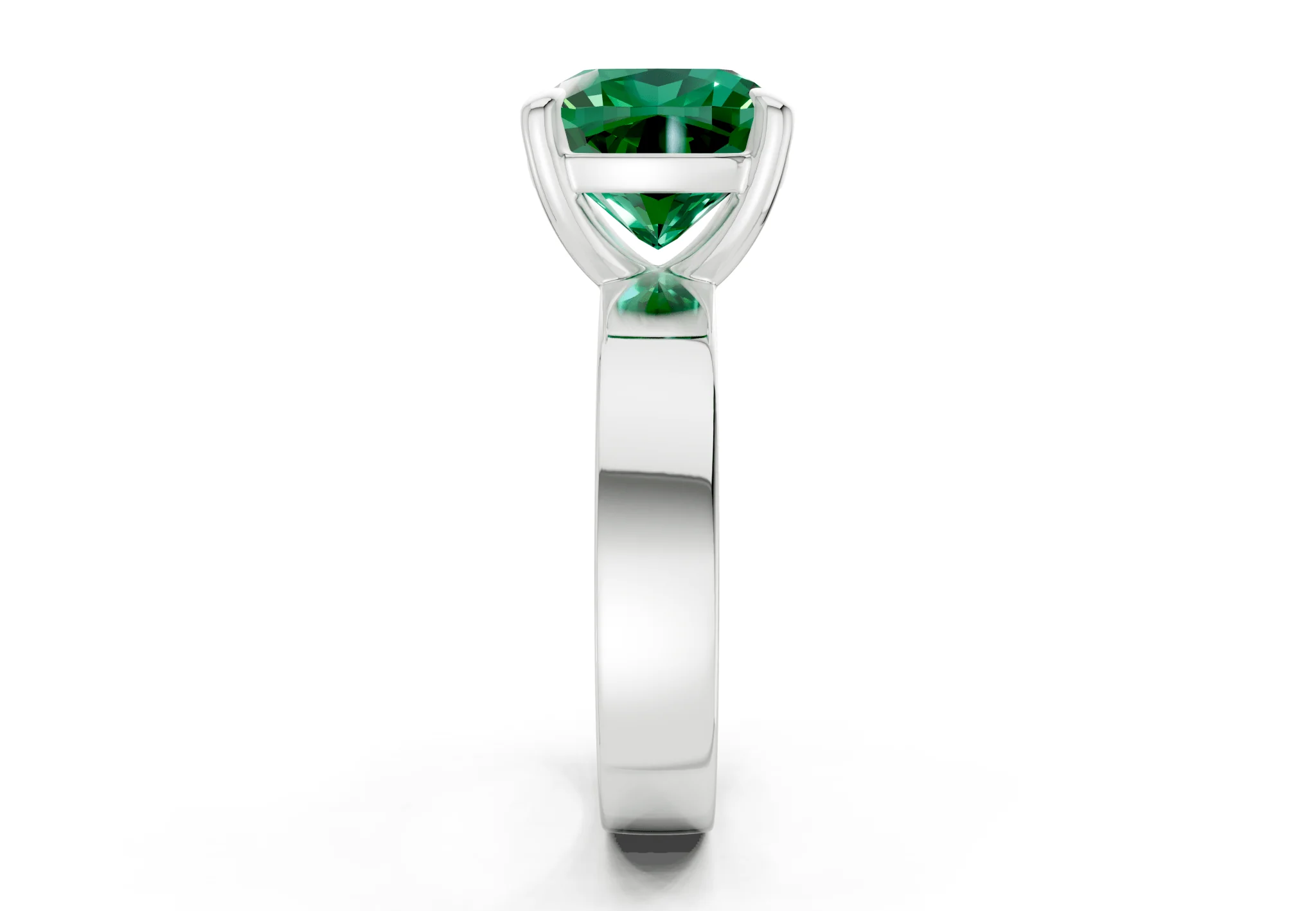 Cascade Emerald Gemstone Solitaire Cushion Squareuare Cut 4mm Engagement Ring - Image 9