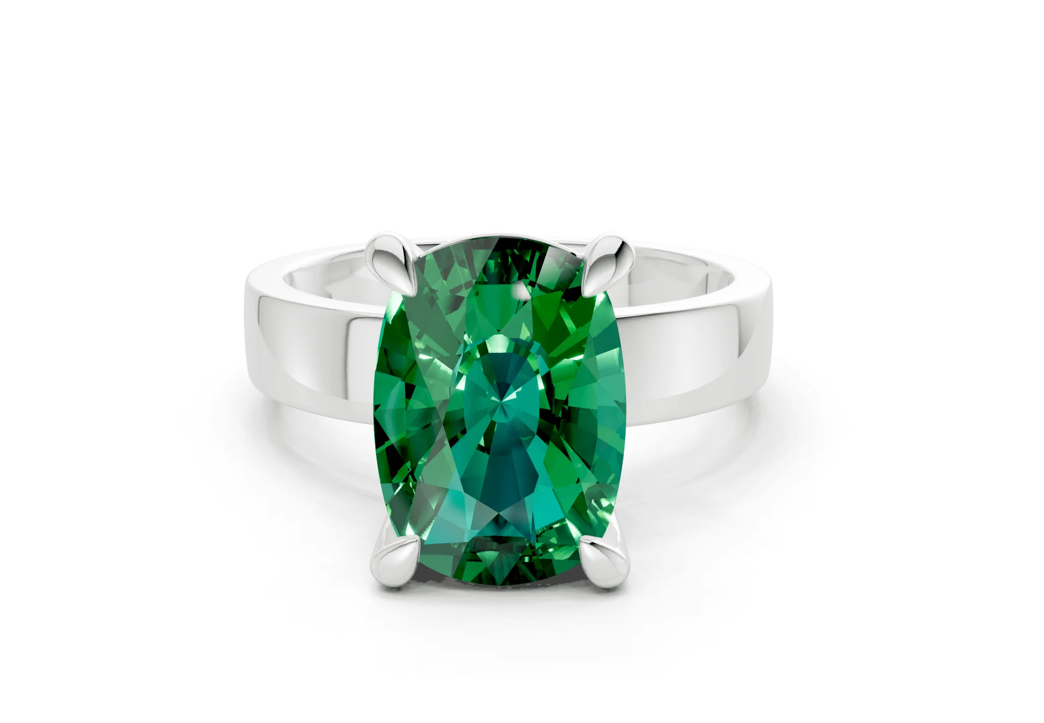 Cascade Emerald Gemstone Solitaire Elongated Cushion Cut 4mm Engagement Ring - Image 7
