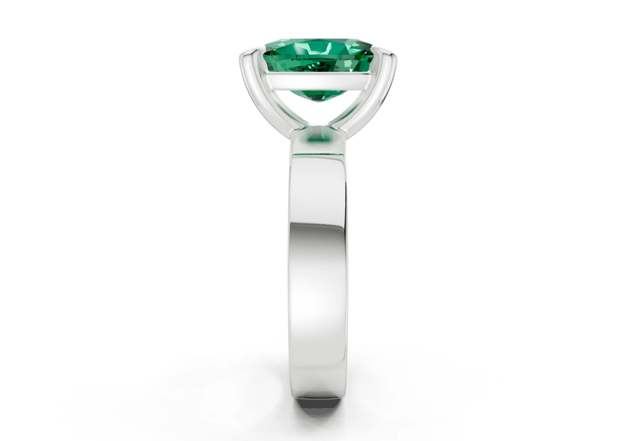 Cascade Emerald Gemstone Solitaire Elongated Cushion Cut 4mm Engagement Ring - Image 9