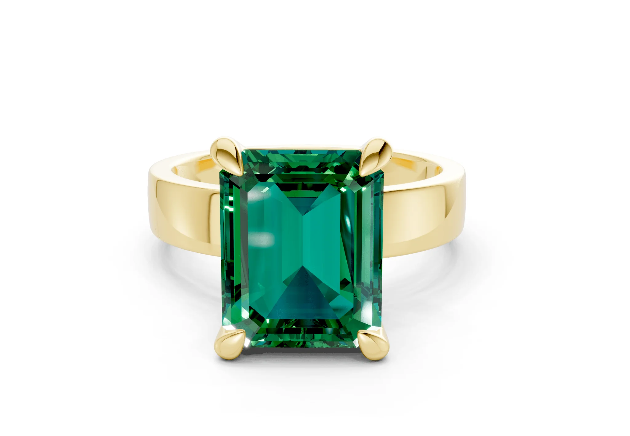 Cascade Emerald Gemstone Solitaire Emerald Cut 4mm Engagement Ring